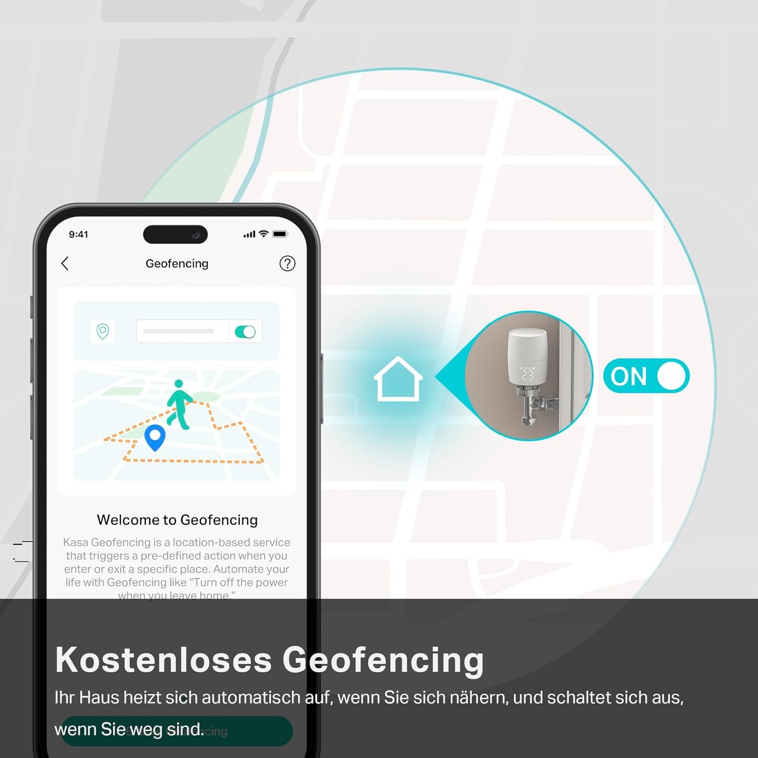TP -Link Kasa Smartes Heizkörperthermostat - WiFi Starter Kit, inklosiv 1 Thermostat und 1 Hub, Heizungssteuerung (Kasa -App, Geofencing, Fensterklungserkenung), Materie, Alexa, Alexa, Alexa, Alexa – Bild 5