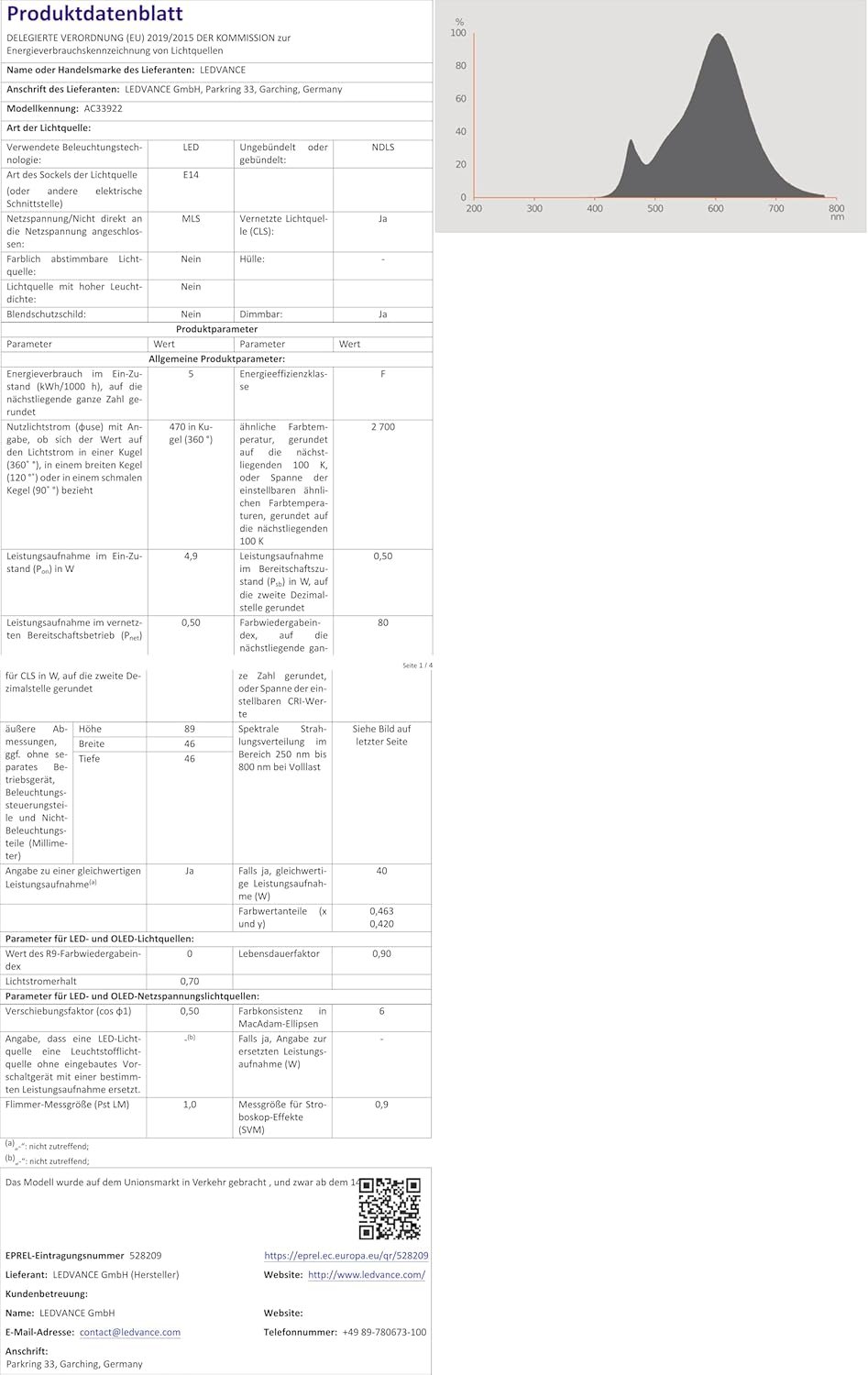 Ledvance Smarte LED-Lampe MIT WiFi Technologie, Sockel E14, Dimmbar, Warmweiß (2700 K), Ersetzt Glühlampen MIT 40 W, Smart+ WiFi Mini-Brampe dimmbar, 3er-Pack – Bild 6