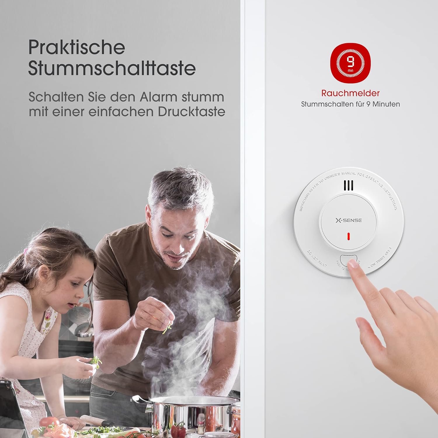 X-Sens-Verbesserter Rauchmelder 10 Jahre Batterie, Feuerder MIT FOTOELEKTRISCHEM-Sensor, EN14604 GEPRFTE Brandmelder, SD2J0AX, 5ER-Set – Bild 6