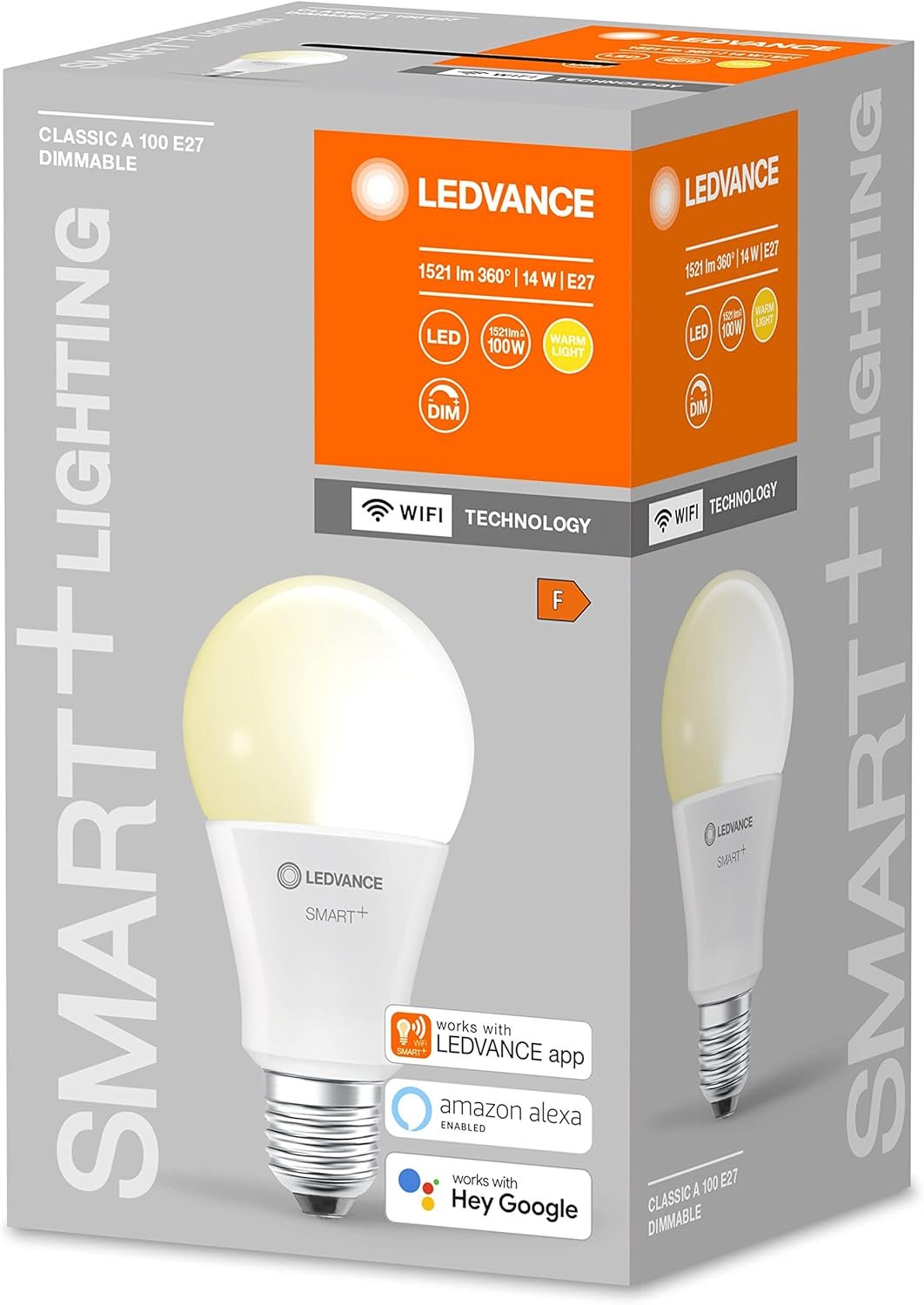 Ledvance Smarte LED-Lampe MIT WiFi Technologie, Sockel E27, Dimmbar, Warmweiß (2700 K), Ersetzt Glückampen MIT 100 W, Smart+ WiFi Classic Dimmable, 1ER-Pack – Bild 2