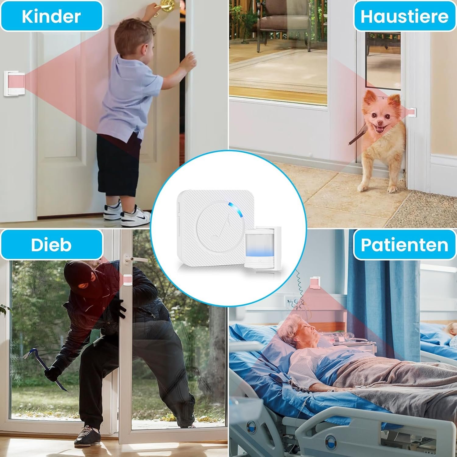 Bewegungsmelder Alarm Klingel, Physsen Funk Durchgangsmelder, Pir Infrarot Bewgungssor intensor TÜRALARM FUNKLINGEL, ANTI-DIEBSTAHL LADENTUR LADENGOGNE FUR HÄUSER GESCHAFTE BUROS FABRIKE – Bild 5