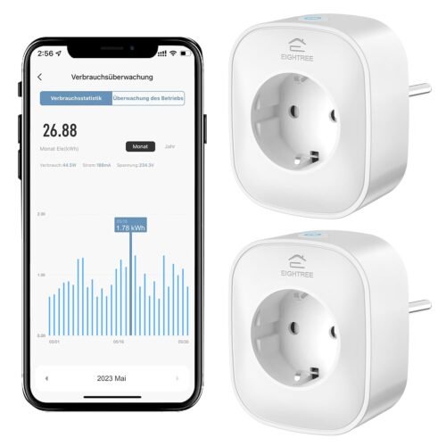 Wlan Smart Steckdose MIT Strommessung, Alexa Steckdose 2er Pack, Smart Home Wifi Steckdose, Alexa Zuubehör, Zeitplan, Fernzuf, FunktionIert Mit Alexa, Google Home, Smartthings, Nur 2,4-G-Wlan, 16a