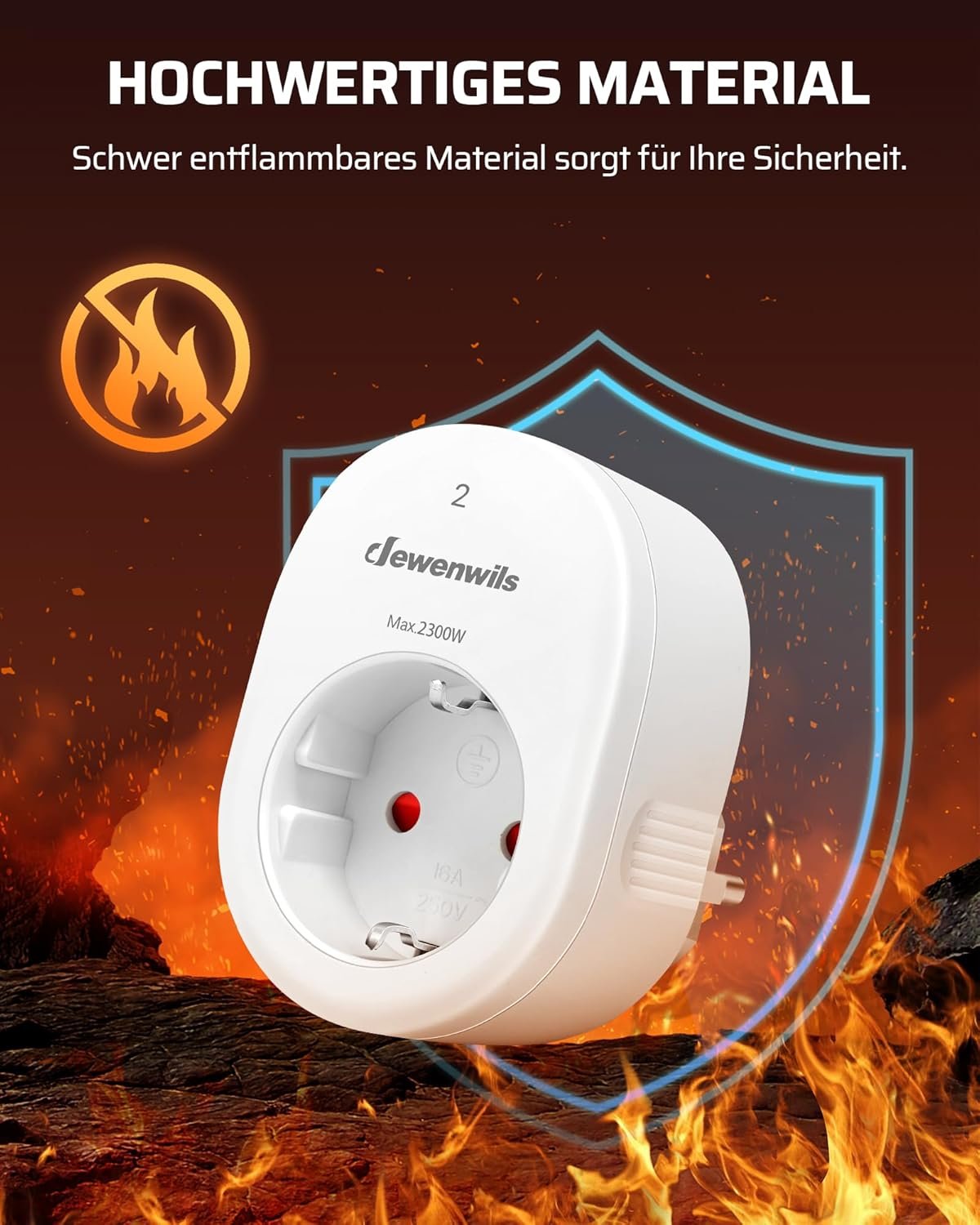 Dewenwils Funksteckdosen MIT Fernbedienung, 2300w Steckdose mit 1er Fernbedienung, 30m Reichs – Bild 3