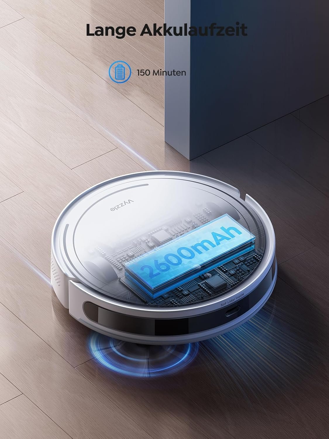 Vyzzza Saugloboter -MIT Wischfunktion, Ultradünner Saugloboter -MIT -LDS -Navigation, 5000pa Staubsauger Roboter D10, App/Alexa, ideal für die Tierhaare, Teppich, Hartboden – Bild 6