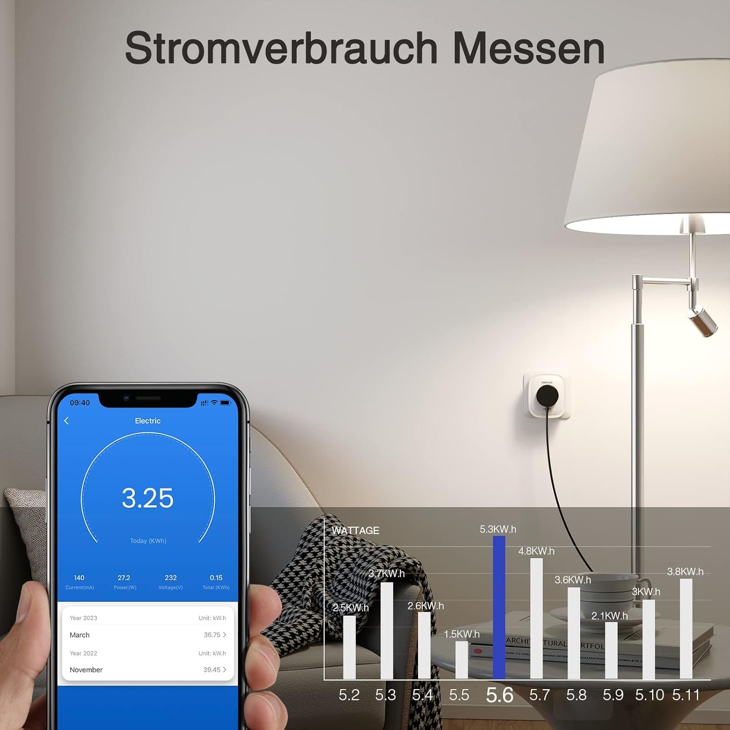 Ghome Smart Wlan Steckdose 16A, Wifi Steckdose 4er Pack, Smart Home Plug FunktionTerert MIT Alexa Google Home, App Fernbedienung, Stromverbrauch Messene Sprachsteuerung Timer, Nur auf 2.4GHz WiFi – Bild 2