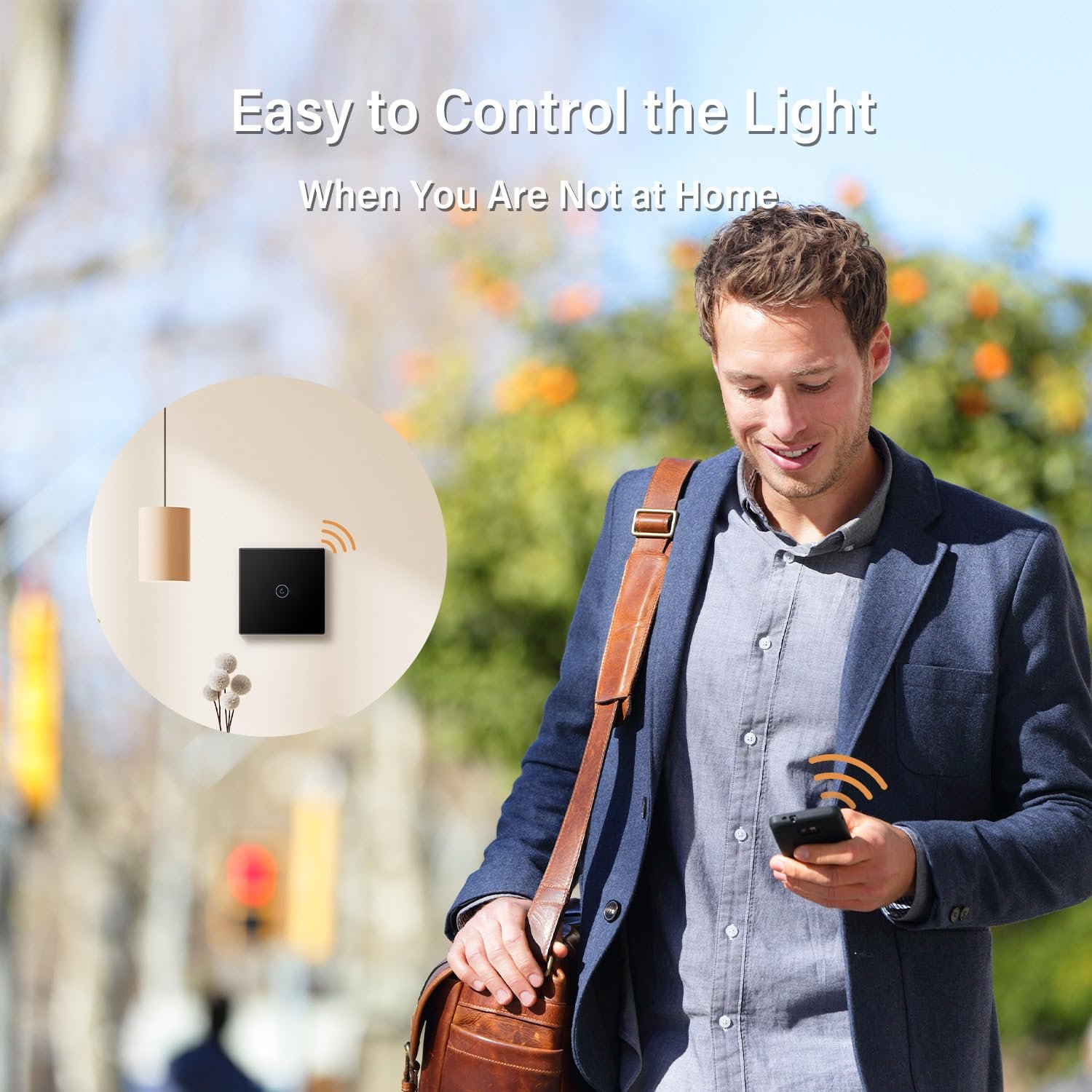 BSEED 2,4G Single Live Wifi-BerÜhrungssensorschalter (Kein Neutralleiter Erforderlich) Smart Life/Tuya/Google Alexa-kompatible Wandleuchtenschalter für Glasscheiben 1 Fach 1 Wag Schwarz – Bild 4