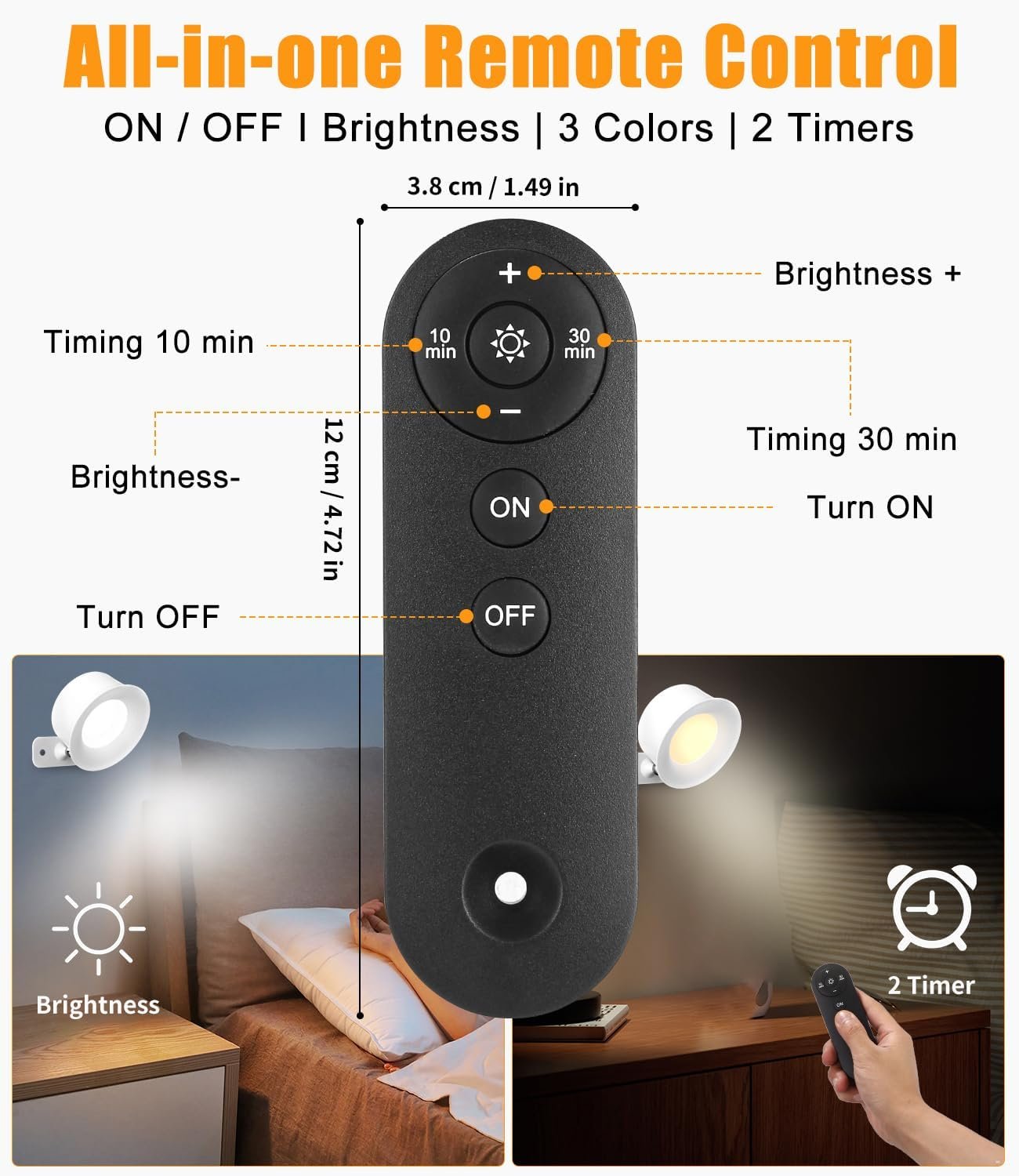 Yulado führte Wandhleuumpfte Kabellos 2 Stückes USB-Anschluss, Wandbeleiltung, 360 ° – Bild 5