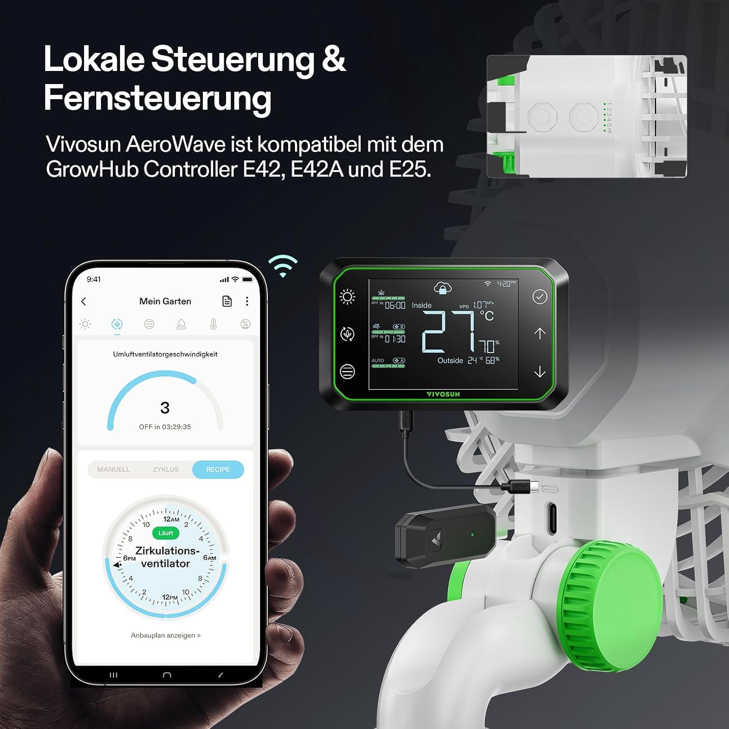 Vivosun aerowave e6 wachsen zeltventlüfter 6 ", EC Motor Smart WiFi Control, US-patentierte automatische Oszillations-Clip-Lüfter, Fästterfest IP-54, Starker Luftstrom Aber Leise für Hydroponische-Lüftung Zirkulation – Bild 5