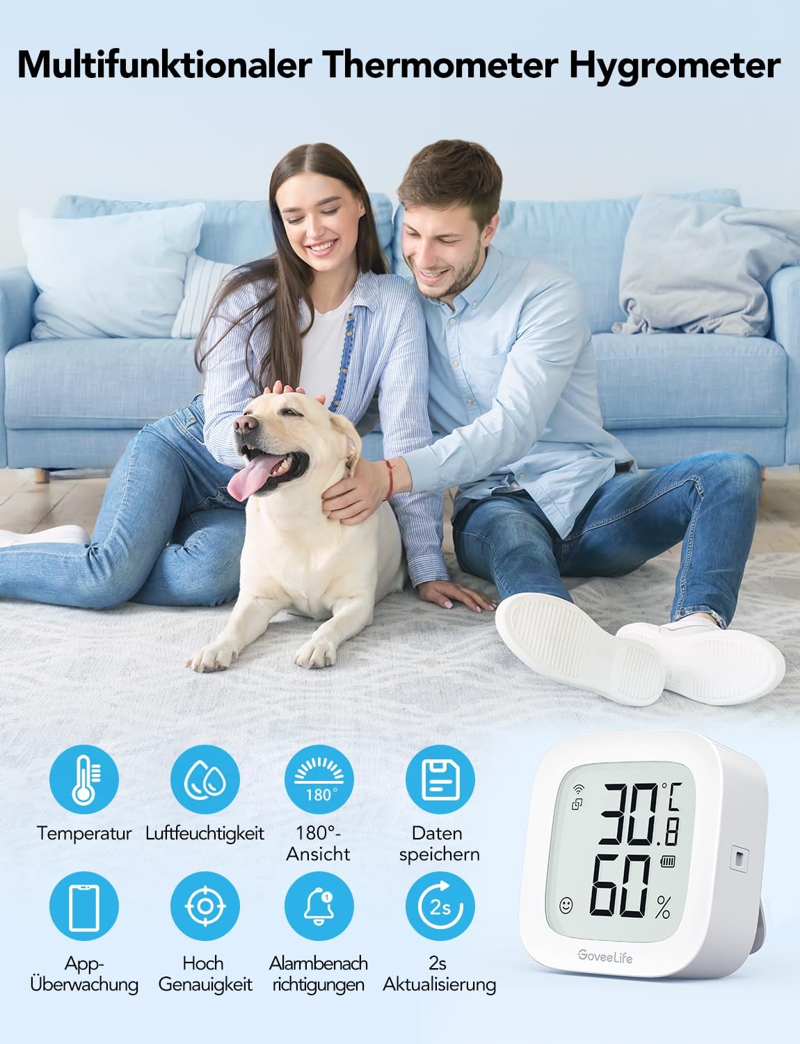 Goveelife Wlan Hygrometer Thermometer, digitale Temperatur und Luftfeuchtzeitsmesser innen MIT App Benachrichtigungs Alarm & Datenspeicherung, Fernkontrolle Geeignet für Schlaftzimmer, Weinkeller – Bild 5
