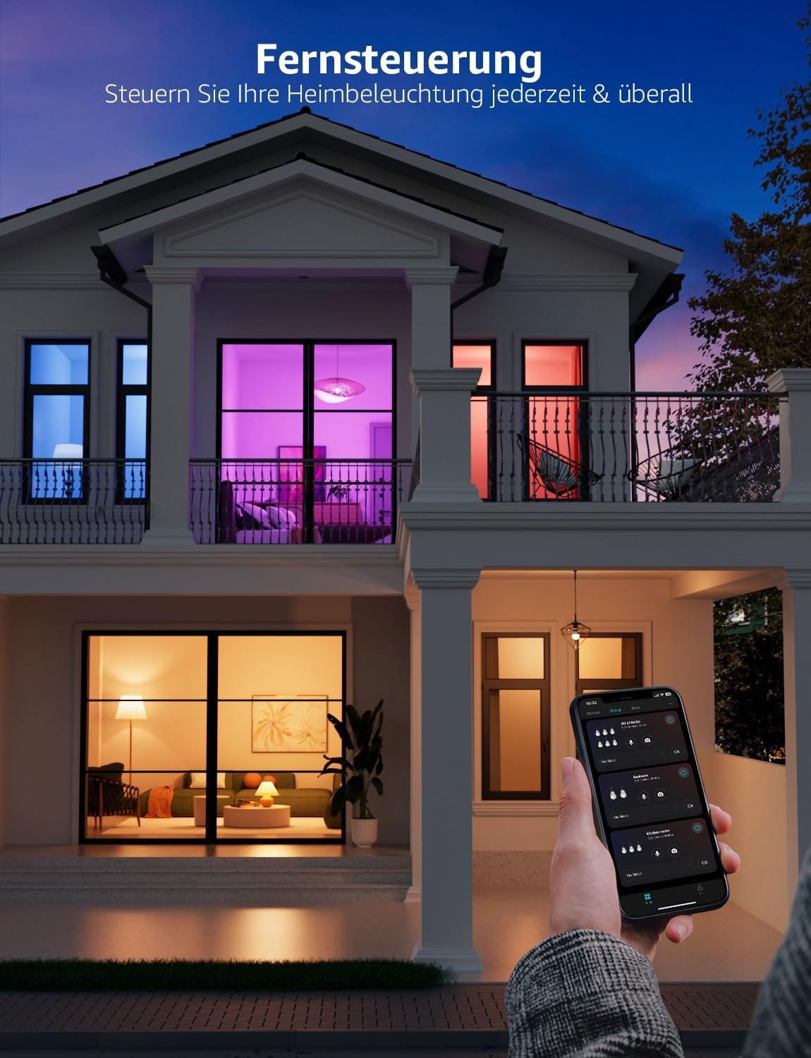 Lepro AI Smart Glühbirne B1, E27 Glühbirne 8.5W 806LM Dimmbar, Ki-lichtdesign-assistent, Sprachsteuerung/Musik-Synchronisation, Wifi & Bluetooth Smart Bulb, Kompatibel MIT Alexa/Google Assistant, 4 Stückk, 4 Stückk – Bild 8