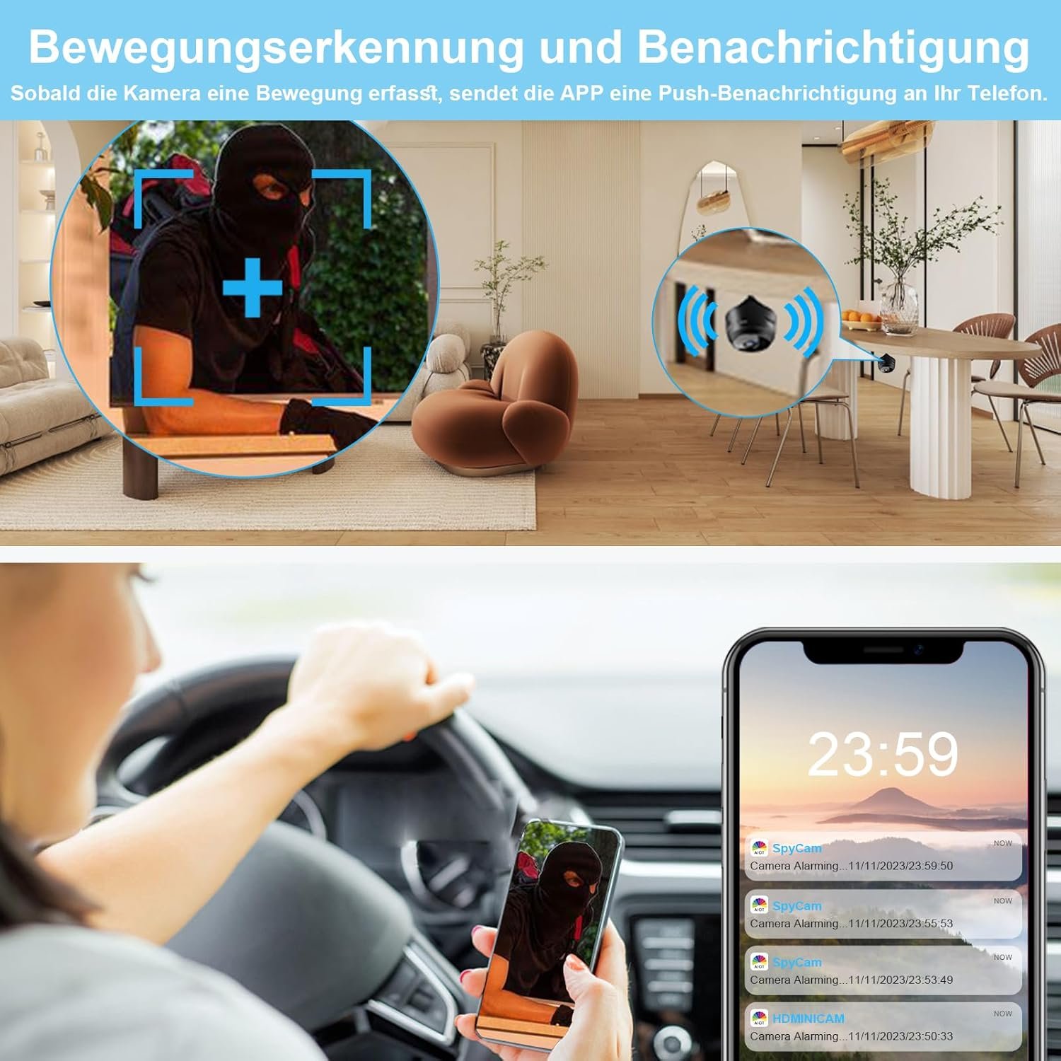 Mini Kamera 1080p Full Hd wlan mini überwachungskamera Live übertragung Handy App für Kamera überwachung ingen mit Akku Kleine Wifi Sicherhsitkamera Kompaukter Mikrokamera Beegungsmelder – Bild 4