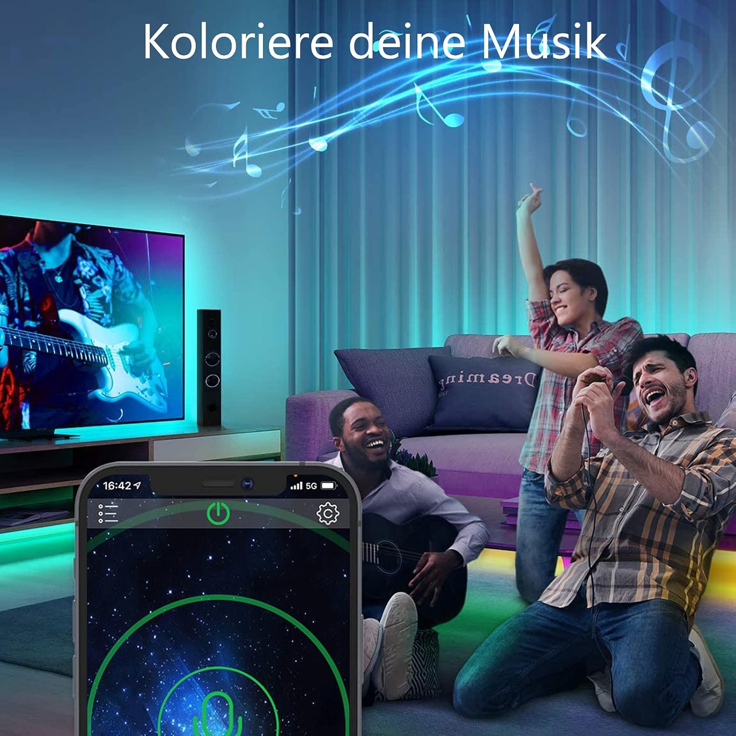 ALED Light Bluetooth LED Streiflen, 5050 5m RGB LED-Streifen Licht Smart-Telefon Kontrollierten RGB Lichtschlärm LED Lichtband 12V für Haus, Garten, Dekoration, Dekoration – Bild 5