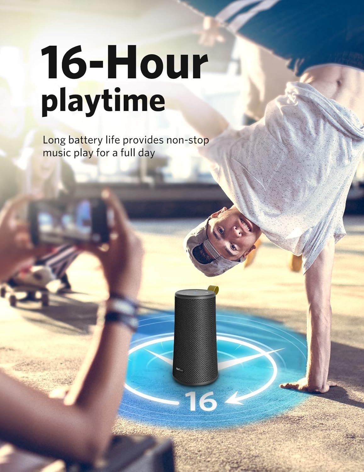 Uboom Bluetooth Lautsprecher (2024 Version), 24W 360 ° Stereo-Sound, Tiefbass, Bluetooth 5.0, IPX7 Wasserschutz, USB-C Schnellladung, 16 Stunden Spielzeit für Inden und Außenen – Bild 4