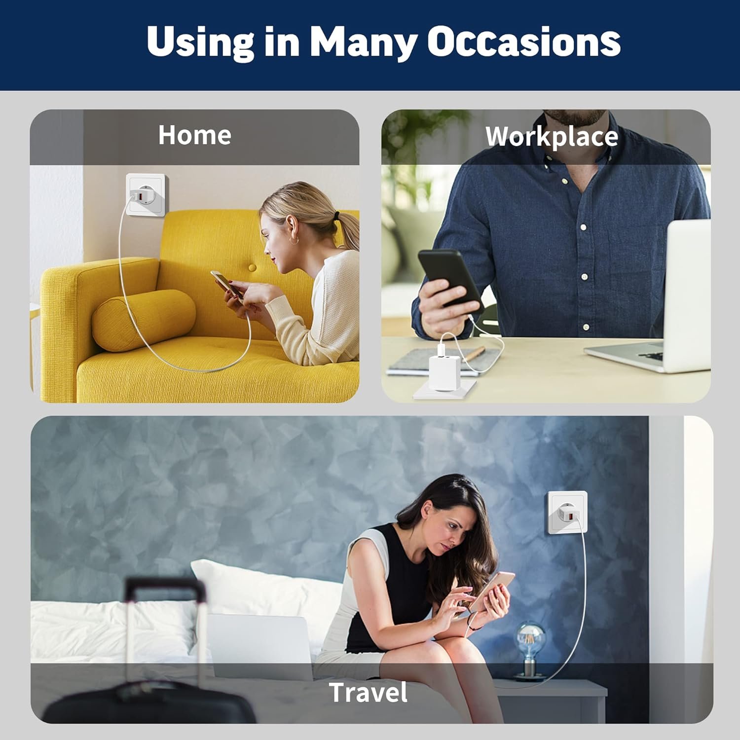 USB Ladegerät, 5 V/2,1a 2-Port USB-NetzEl, 10,5W USB Stecker Power Adapter Netzstecker Steckdose Plug Ladestecker Kompatibel MIT iPhone, iPods, AirPods, Samsung, Xiaomi Redmi, Oppo, Huawei Handy Handy Handy Handy – Bild 7