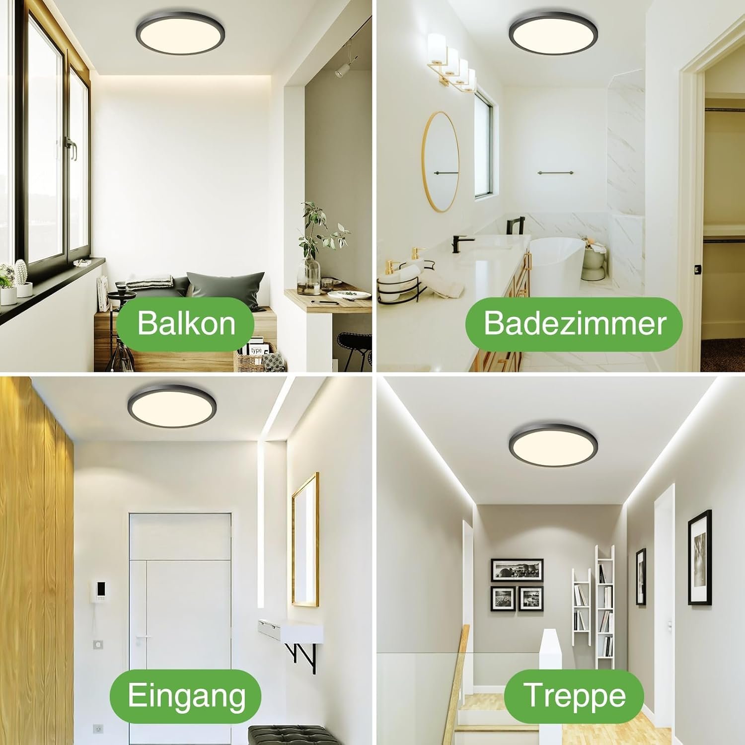 Zemty Led Deckenleuchte mit Radar Bewegungssersor 19w 4000k, Flache Lampe mit Bewegungssor innen, 22 cm 1800 lm Rund Deckon – Bild 8