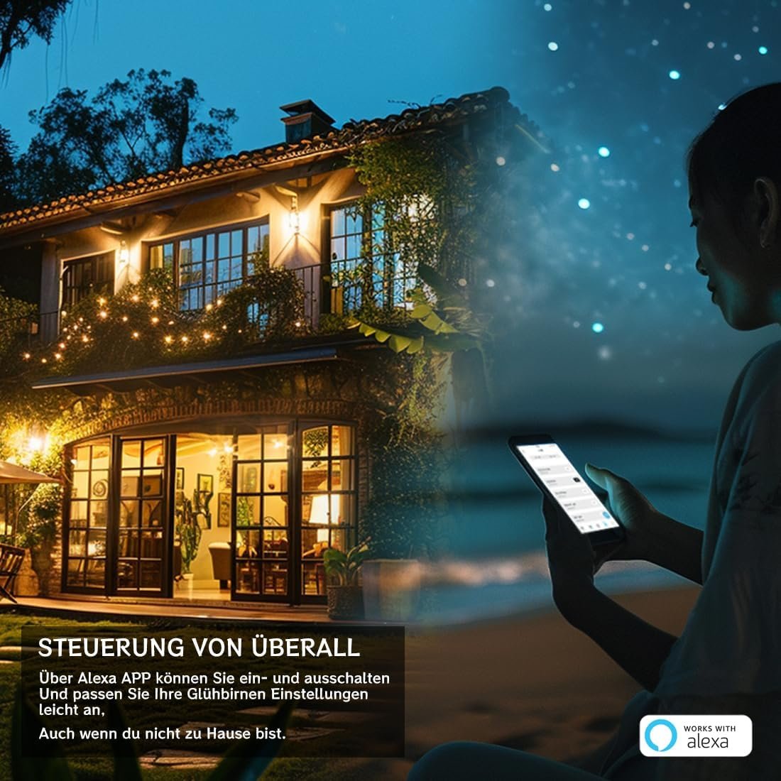 Feigorbib Alexa Smart Glühbirne E27, LED Lampe ersetzt 120W 1280 Lumen, kompatibel mit Alexa, Bluetooth -dimmbarem, warmem weißem, kühlem Weiß und mehrfarbig, kein Hub erforderlich, Pack von 4 – Bild 5