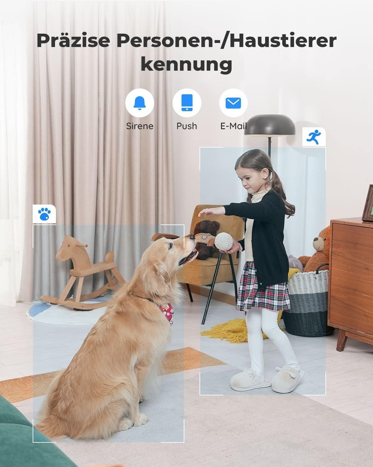 Reolink 5MP PTZ WLAN Überwachungskamera Innen, 2,4/5 GHz WiFi Baby Monitor mit Mensch/Haustiererkennung, Auto-Tracking, 3X Optischem Zoom, Heimüberwachungskamera für Ältere Kids, 2-Wege-Audio, E1 Zoom – Bild 2