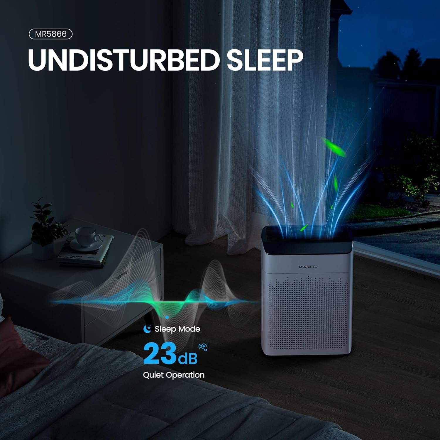 Morento luftreiniger Allergiker für Wohnung RaucherZimmer Mit Wi-Fi und App, CADR 340m³/H für 158, Luftqualitäts-Feedback und Auto-Modus, Hepa Luftfilter Gegen Staub Pollen Tiere, 23d, Mr5866, Mr5866 – Bild 9