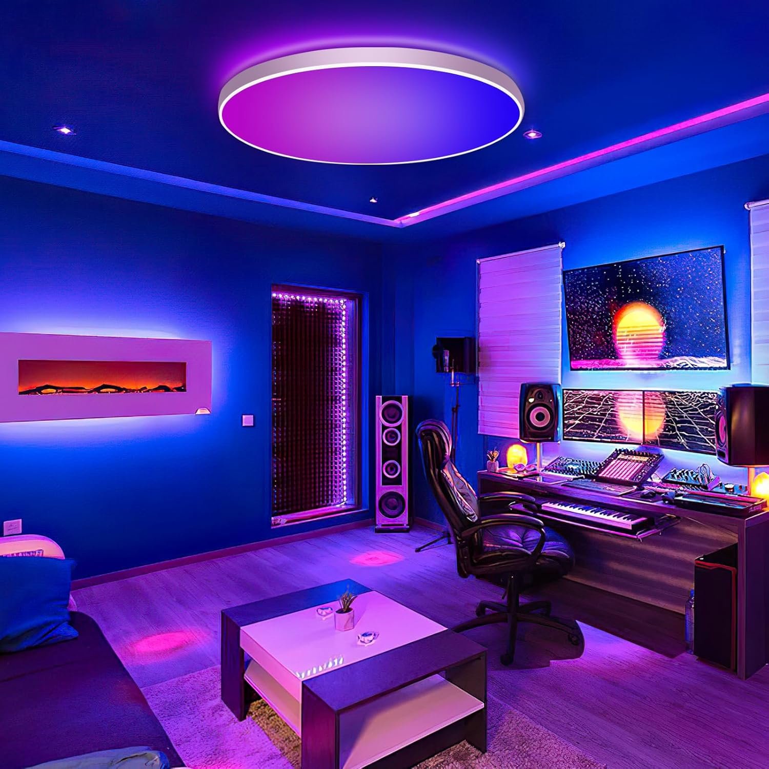 Opparl geführte LED Deckenlampe Dimmbar Mit Fernbedienung, 24W 16 MILEN RGB FARBWECHSEL Smart Led Deckenleuchte Steeuerbar, 2400LM Deckenbeleuchtung Ø30CM LAMPE für Wohntzimmer Schlafzimmer, Weiiß – Bild 7