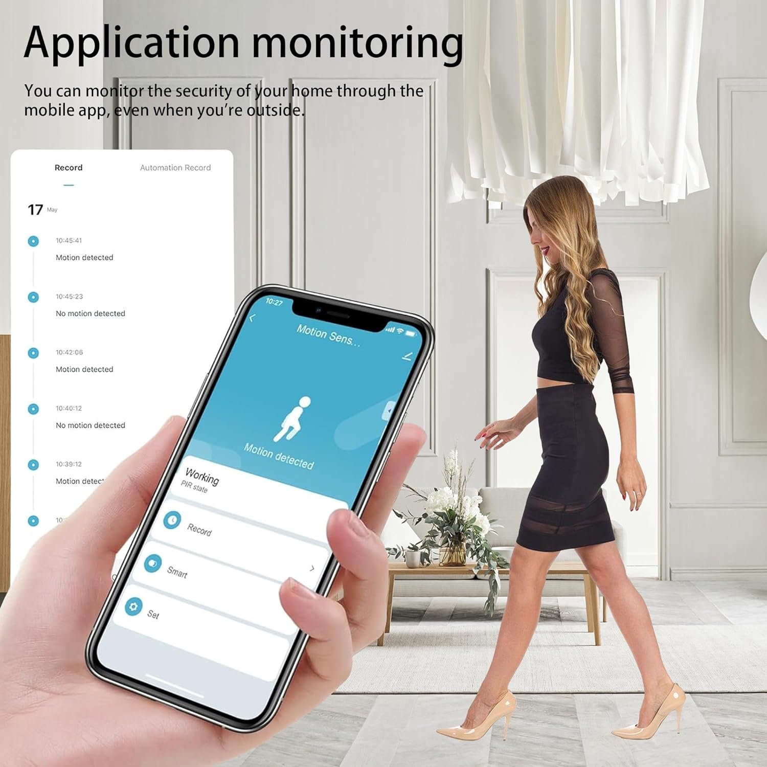 Intelligenter Wlan BewegungsSensor: Tuya Smart Pir-Bewegungsmelder MIT App-Warnungen, Batteriebetrieben, Kabellosen infrarot-Alarmsystem für Alarmanlagen und Smart Home AutomatiRingung – Bild 3