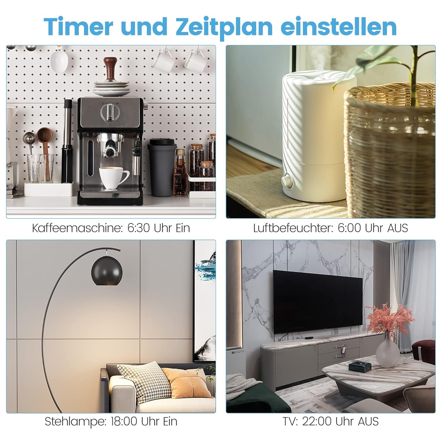 Alexa Steckdose 4er Pack, Eightree Smart Wlan Steckdose Mit Strommessung, Sprachsteuerung & Timer, Smart Home WiFi Steckdose FunktionTerert Mit Alexa, Google Home, Nur 2,4GHz WiFi – Bild 5