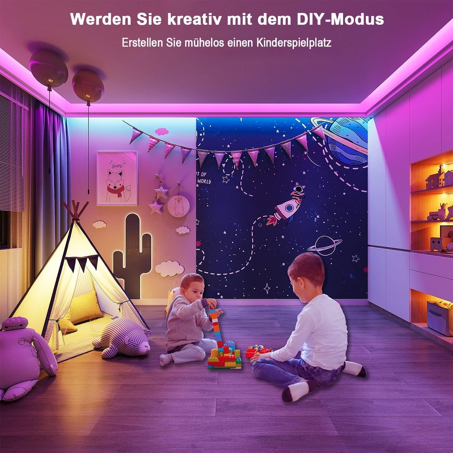 Keepsmile LED -Strip 30m, RGB LED -Streiflen mit Fernbedienung von Fernbedienung und Bluetooth, Timer -Einstellung, dimmbare LED -Lichtband -Synchronisation Farbwechsel -LED -Lichterkette für Gaming Zimmer Deko (2 Rollen von 15 m) – Bild 5