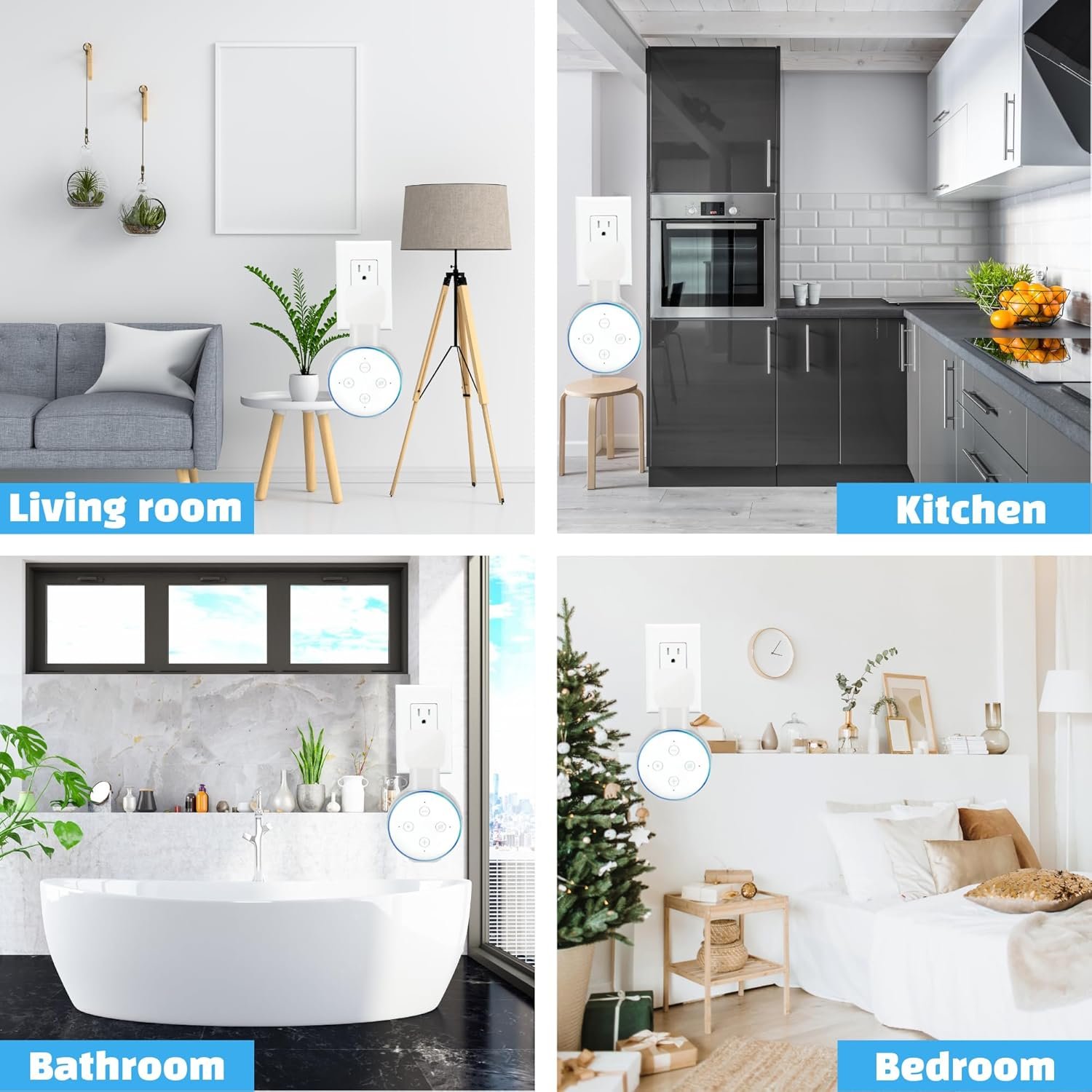 Sintron 2x Smart Home Lautspecher Wandhalterung Halter für Dᴏt 3. Generation Halterung Ständer MIT Integrierer Kabelmanagement, für Küche, Bad Schlafzimmer, Kompatibel Mit Google Mini (2 Pack, Weiß) – Bild 5