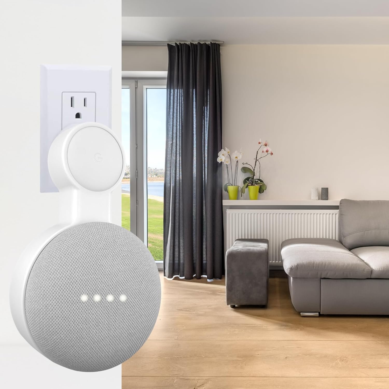 Sintron steckdosen-wandhalterung für Google Nest Mini & Google Home Mini, Ein-Schnell-Parlendes Zubehör Mit Kabelmanagement für Google Smart Lautsprecher 1. Gen. & 2. Gen. Keine Unordentlich Kabel GEruben – Bild 6