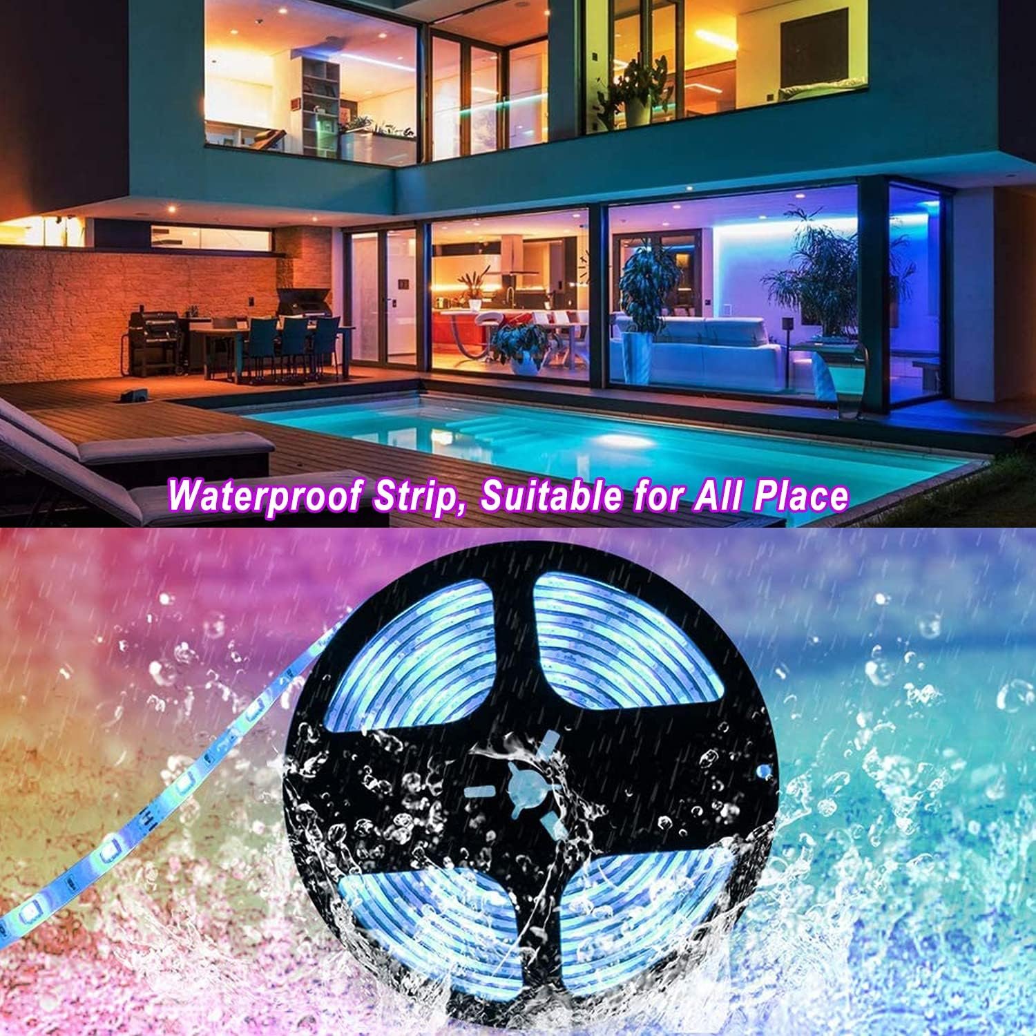Alexa LED Strip 30m, luxonische Smart RGB -LED -Streifen Alexa LED Lichterkette, App Gesteuerte Muiksynchronisation, Arange -MIT -Google -Assistent, Ultralanger LED LESTE MIT NETELEL UND FERNBEDIENUNG – Bild 8