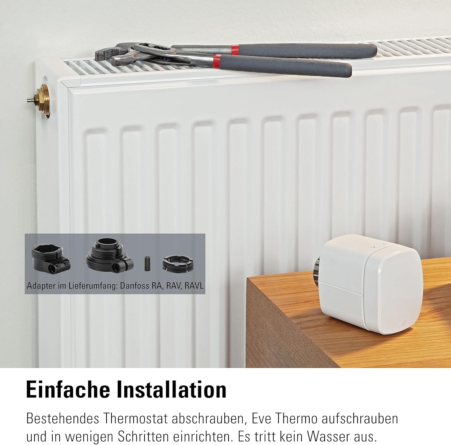 Eve Thermo (Apple Home) - Smartes Heizkörperthermostat, Spart Heizkost, Moderne Heizungssteuer (App/Zeitplaune/Anwesenheit), Einfach Installierer, Für Gämgige HeizKörperventile, Bluetooth/Thread/Thread/Thread/Thread/Thread/Thread – Bild 7