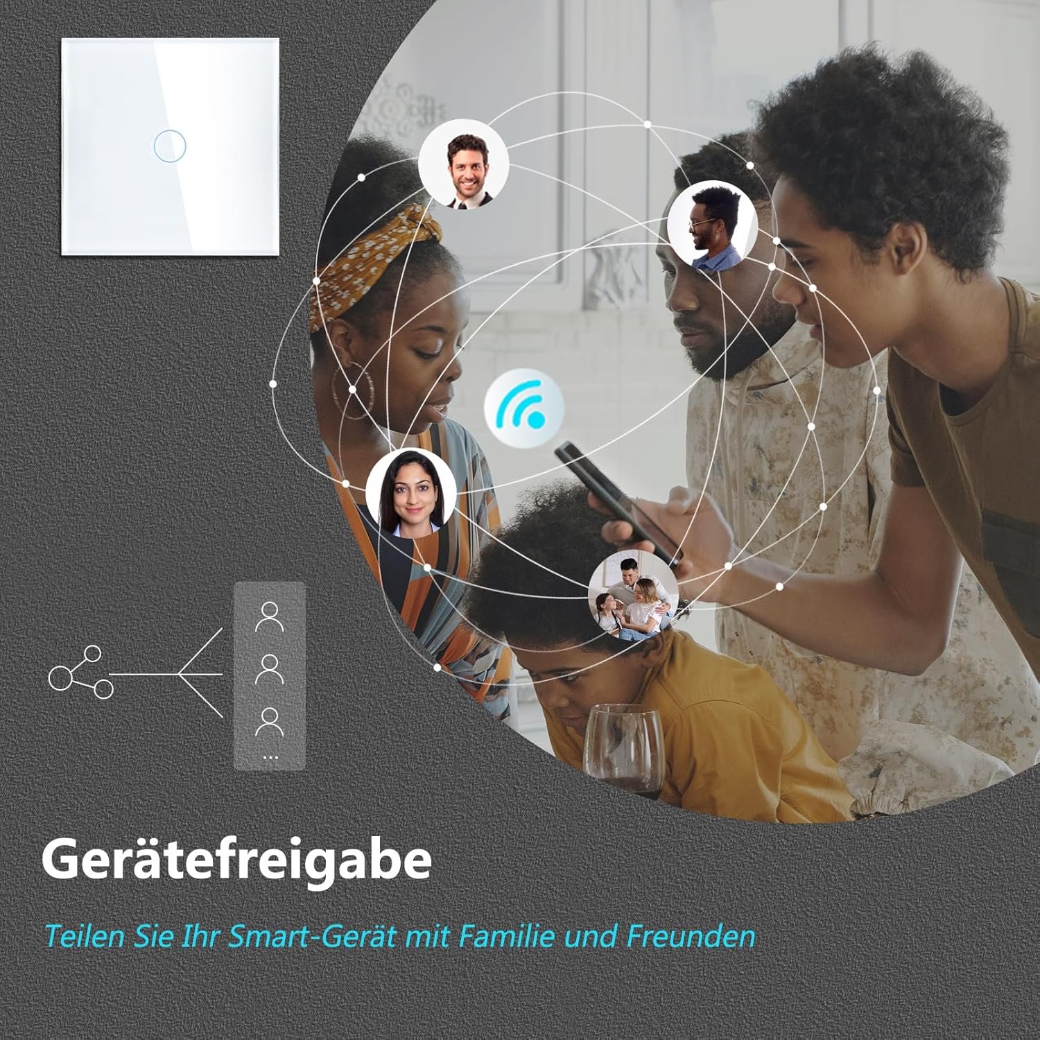 Tawoia Smart Alexa Lichtschalter (Neutralleiter Erforderlich), Wlan Lichtschalter Mit Glasschebe, Sprachsteuerung für Alexa, Kompatibel MIT Smart Life und Tuya App 1 Fach 1 Kane Weiß – Bild 8