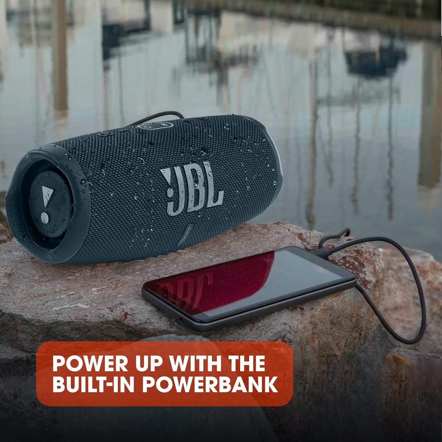 JBL Ladung 5 Bluetooth-Lautsprecher-Benzin-Blau-Wasserfeste, tragbare Boombox MIT Integrierter Powerbank-Eine Akku-Ladung für bis Zu 20 Stunden Kabellosen Musikgenuss – Bild 4