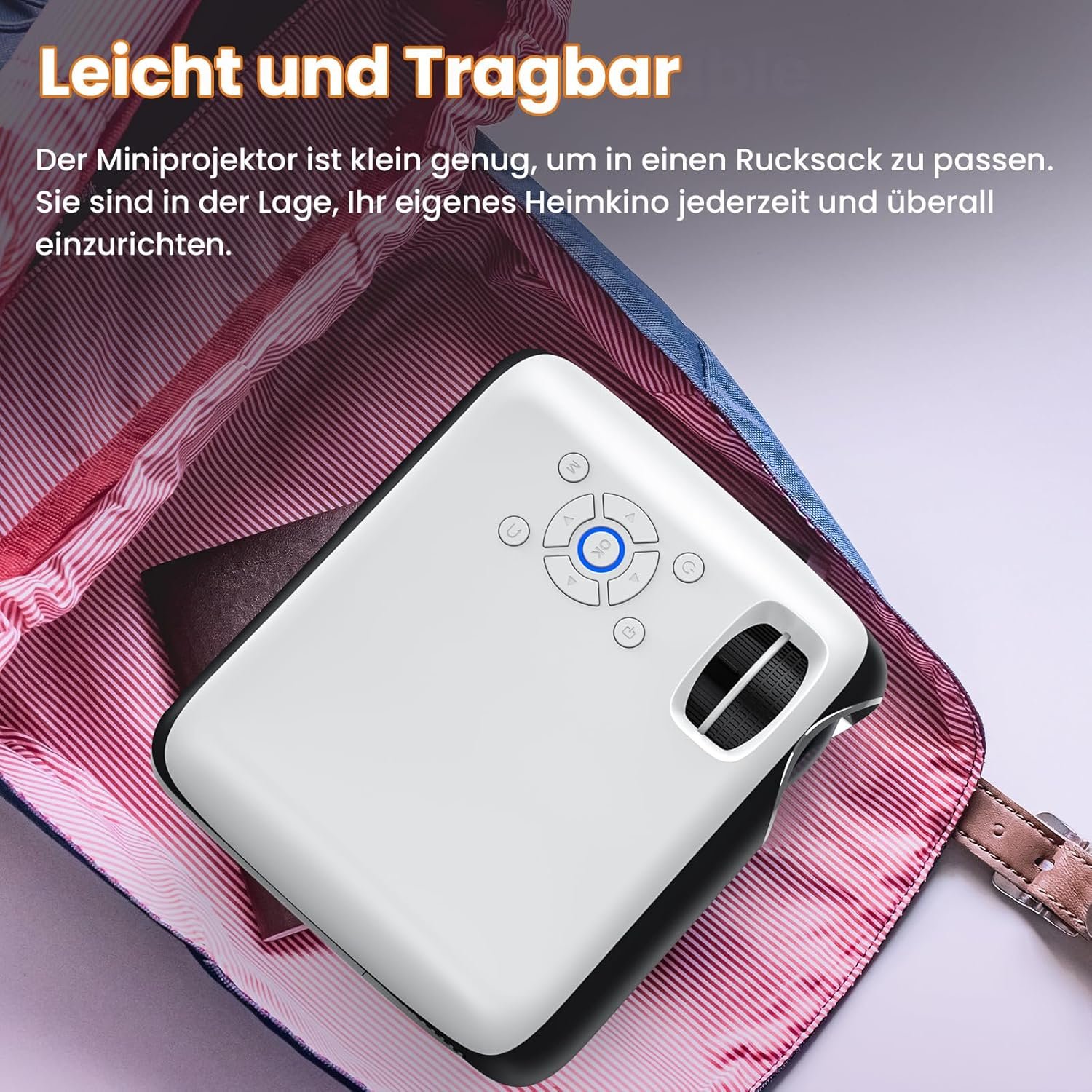 Hopvision Beamer, Full HD 1080p Beamer, Bluetooth Beamer 4K UNTERSTUTZT, Tragbart Mini Beamer Heimkino, Home/Outdoor Projektor Kompatibel MIT Smartphone/HDMI/USB/AV/Fire Stick/PS5 – Bild 8