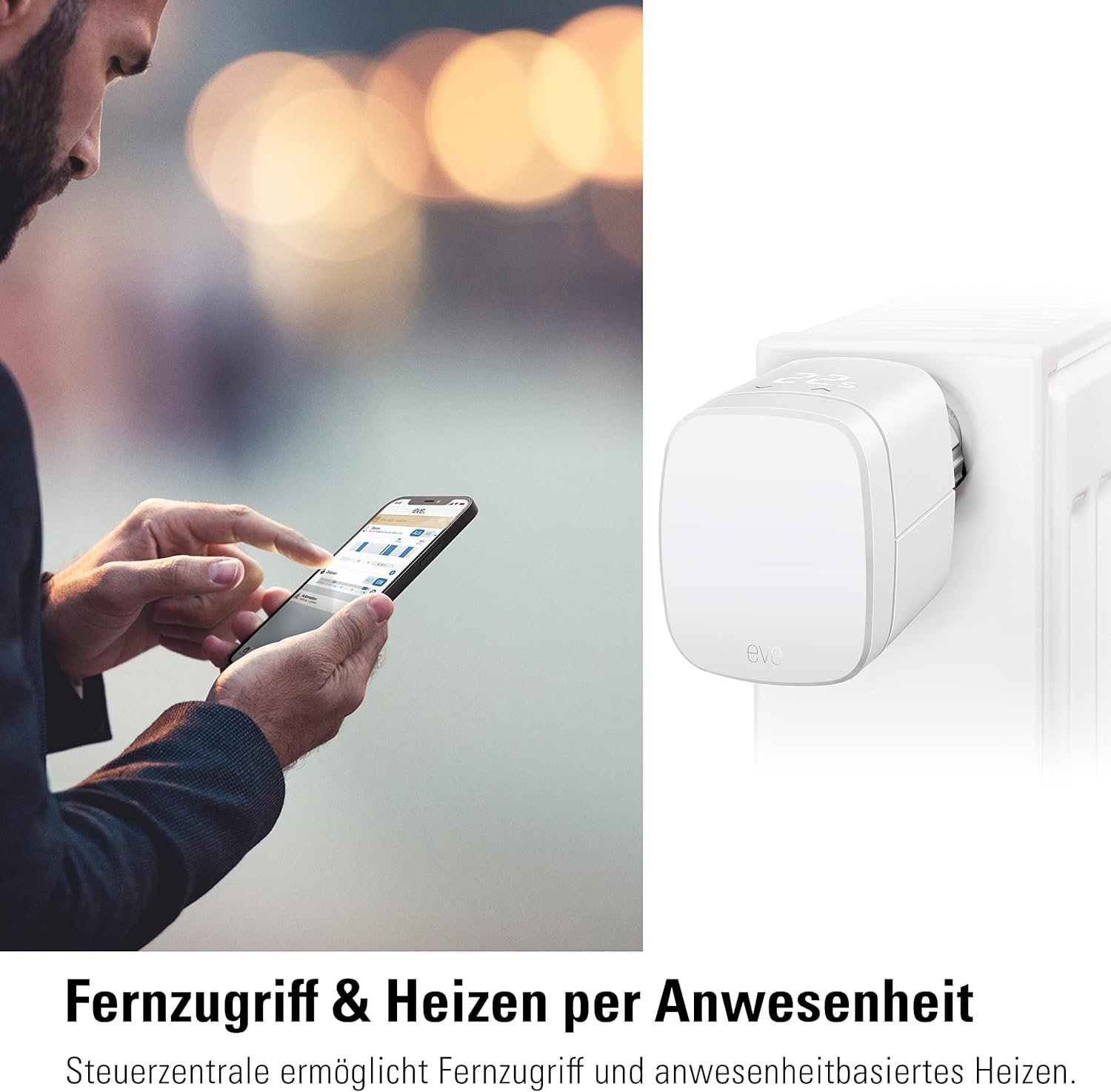 Eve Thermo (Apple Home) - Smartes Heizkörperthermostat, Spart Heizkost, Moderne Heizungssteuer (App/Zeitplaune/Anwesenheit), Einfach Installierer, Für Gämgige HeizKörperventile, Bluetooth/Thread/Thread/Thread/Thread/Thread/Thread – Bild 6