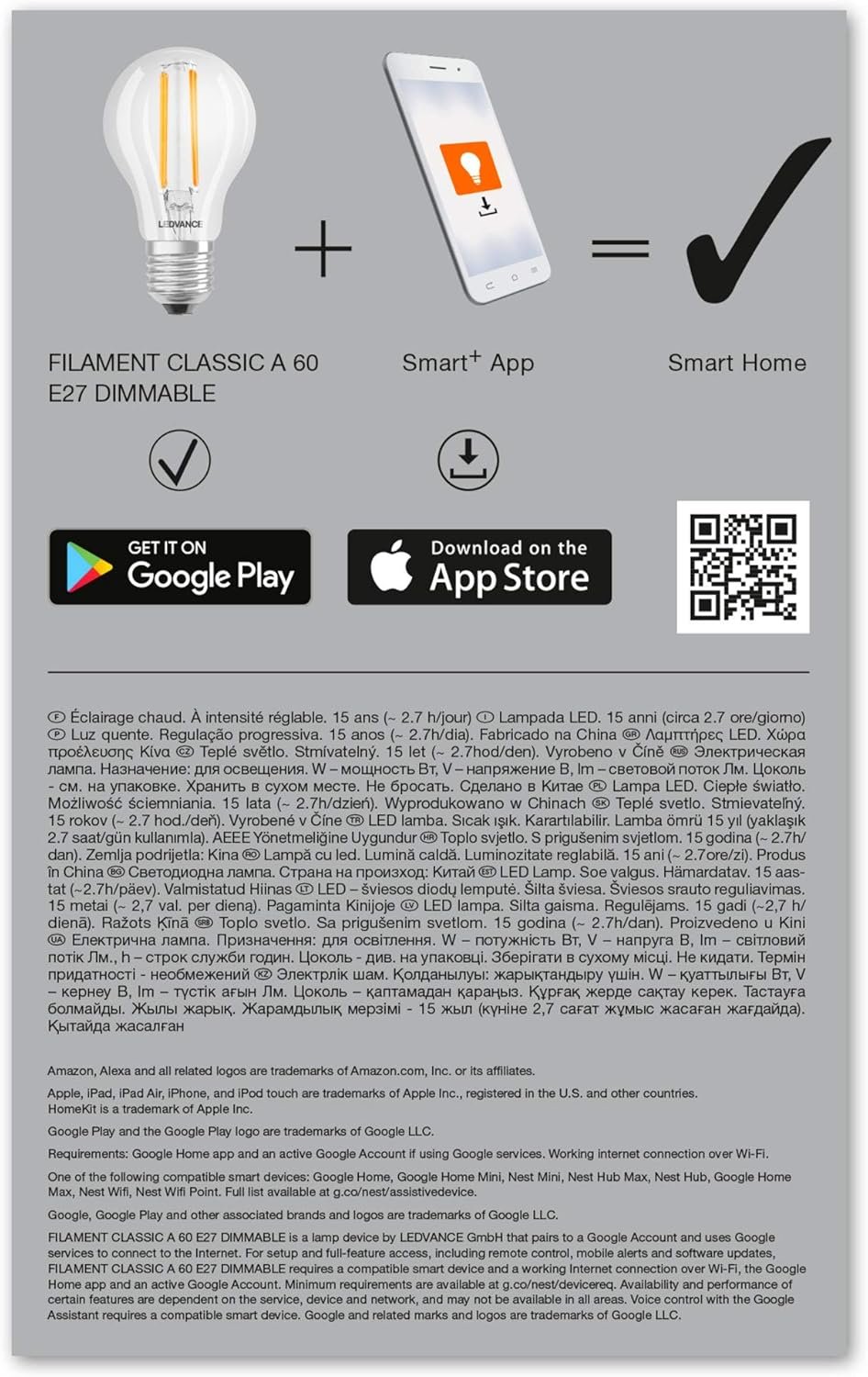 Ledvance Smarte LED-Lampe MIT WiFi Technologie, Sockel E27, Dimmbar, Warmweiß (2700 K), Ersetzt Glückampen MIT 60 W, Smart+ WiFi Classic Dimmable, 1ER-Pack – Bild 6