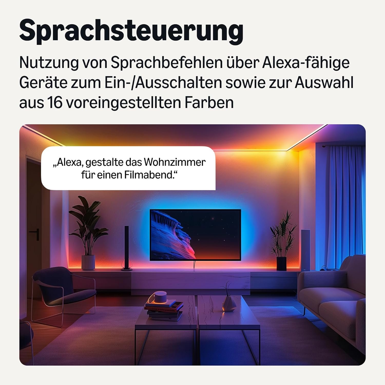 Amazon-Grundlagen-Smartter LED-Lichtstreifen, 5 m, RGBW, 2,4 GHz Wlan, Nur für Alexa Geeignet, Mehrfarbig – Bild 3
