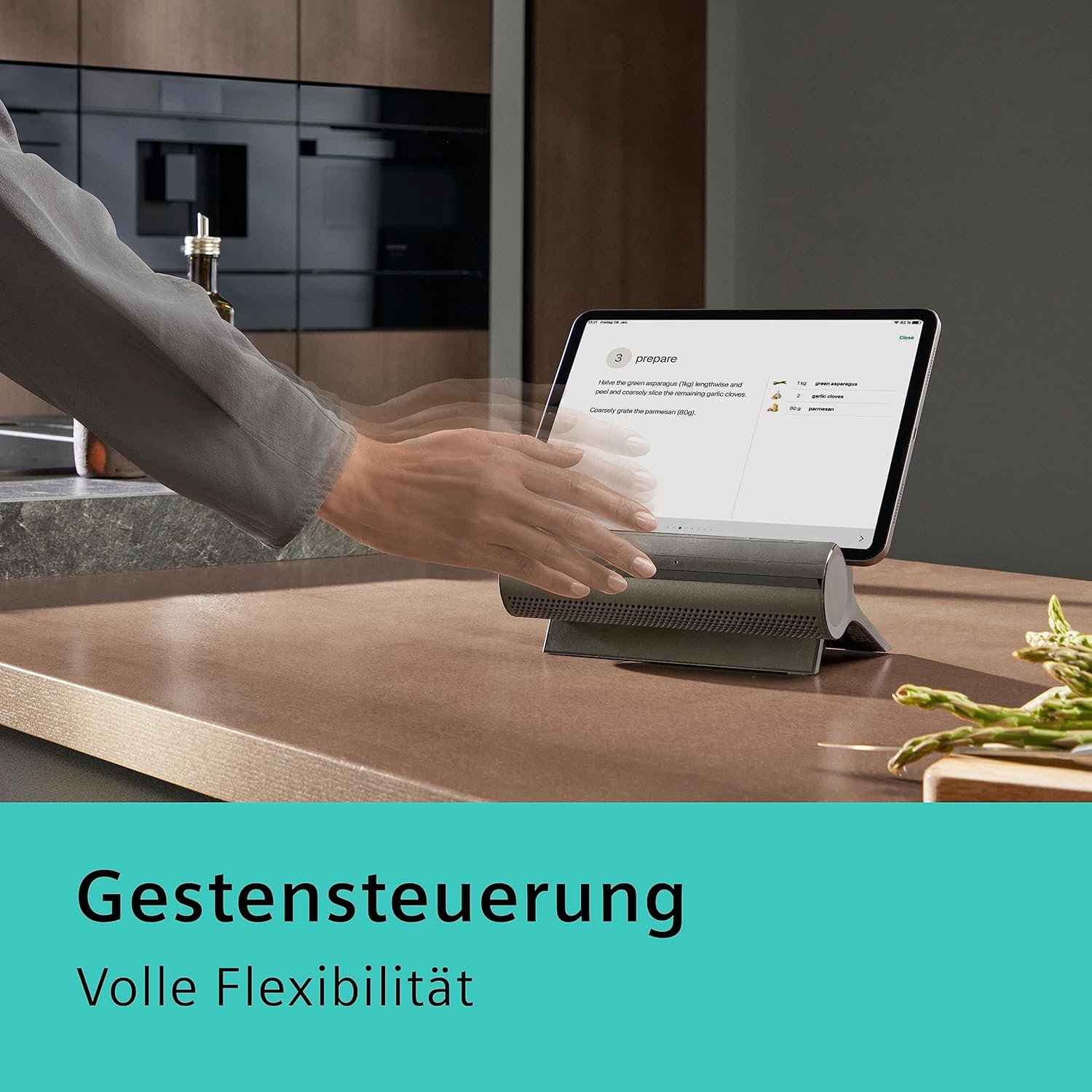Siemens Smart Kitchen Dock XSDS10, Schaltzentrale für Smarte Küchgeräte, Alexa Sprachsteuerung, Gestensteuerung, Docking Station Kompatibel MIT -Tablets, Smartphones AB iOS 15.0, Android 11, Schwarz, Schwarz, Schwarz, Schwarz – Bild 3
