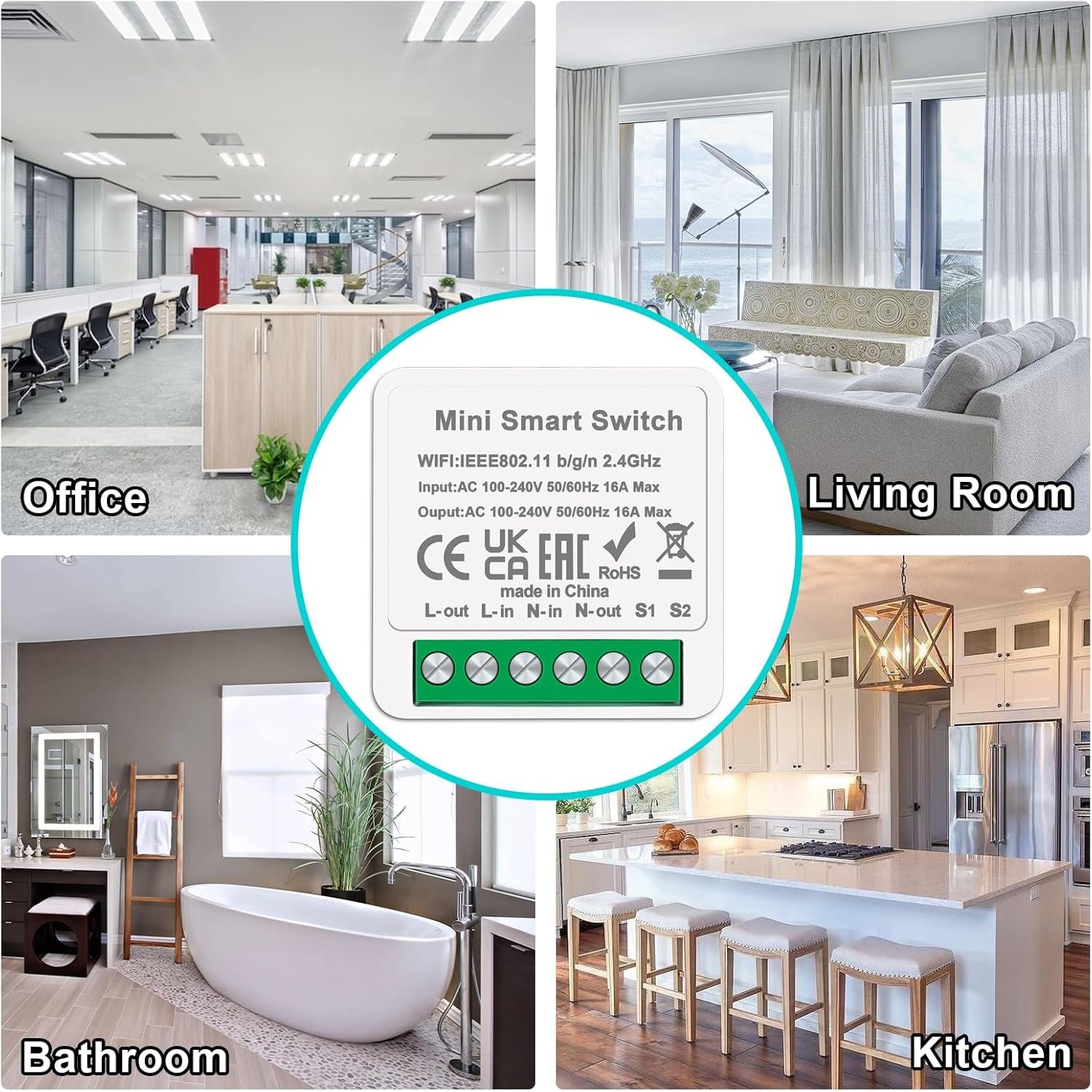 4 PCs Cnbingo Smart Lichtschalter Modul 1 WEG/2 WEGE, MINI DIY WLAN SCHAGER PASST PASSTER INDERN WANDSCHAGER, Smart Switch Kompatibel MIT Alexa Echo, Google Home, Smart Life, Neutralleiter Erforderlich – Bild 9