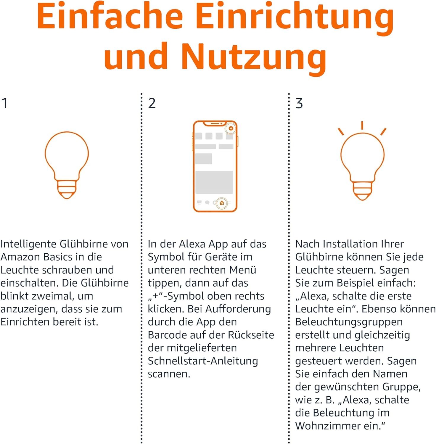 Amazon Basics Smarte A60 LED-Glühbirne, Farbenwechselnd, E27, 2,4 GHz Wlan, 8 W (entsspricht 6), Funktionert Nur MIT Alexa, 1 Stückk – Bild 5