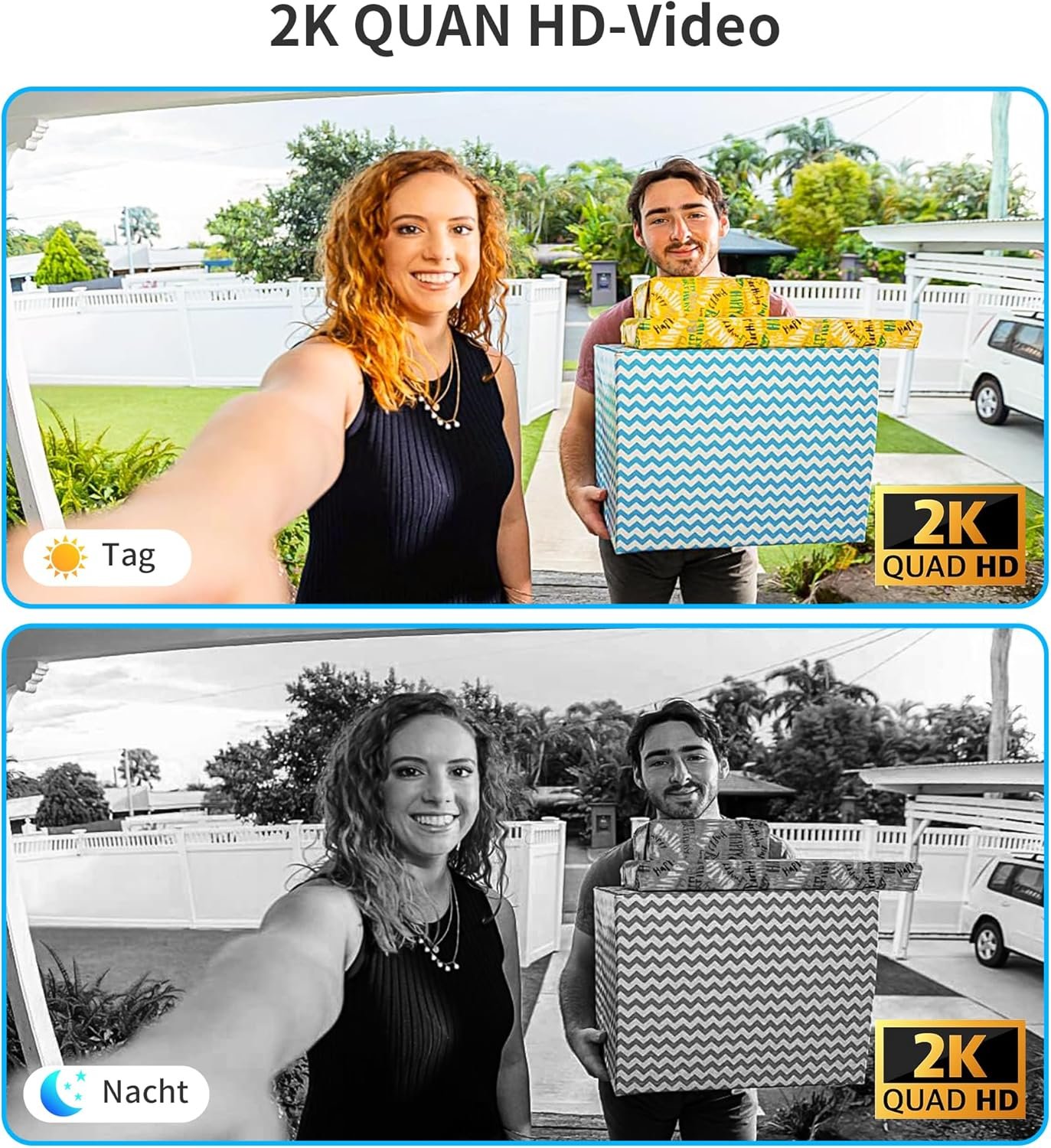 Ankway 2k Video Türklingel MIT Kamera Wlan, 145 ° Weitwinkel, Pir-Sensor, 2-Wege-Videoanruf, Live-Ansichtern Verfindich, Alarme, Wasserdicht, 2 Speicherwege, Unterstaubung Mit Alexa, Smarteibell Carmed – Bild 2