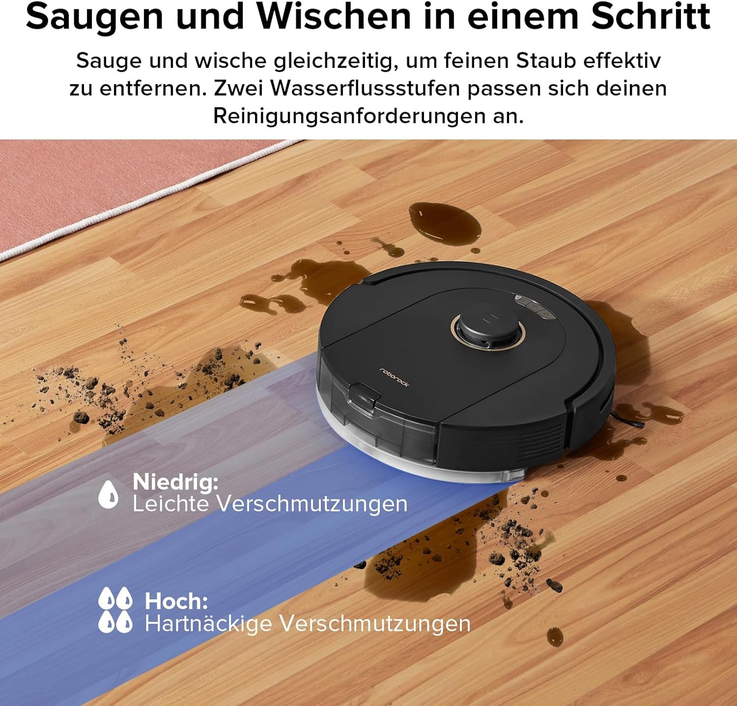 Roborock Q5 Pro Sauugroboter MIT Duoroller-Bürste, 5500pa Saugkraft, 770ml Staubbeehälter, 180 ml WASSERTANK, STAUBSAUGER WISCHROBOTER PREPISENSE-LIDAR-NAVIGATION TEPPICHE TIERHAARE APP/Alexa, Schwerz-Navigation – Bild 5