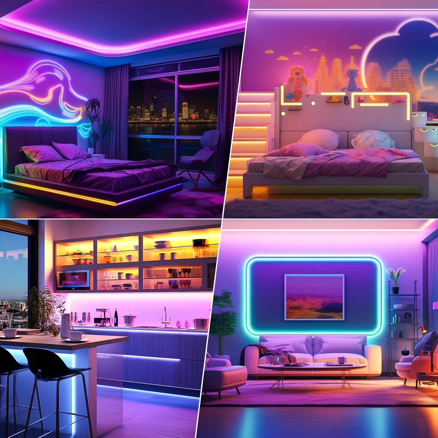 LED Strip Streiflen 20m MIT Fernbedienung & App & Musik Sync, RGB Lichterkette Dimmbar Farbwechsel, Liste Band Stripes Bluetooth Selbstklebend für – Bild 8