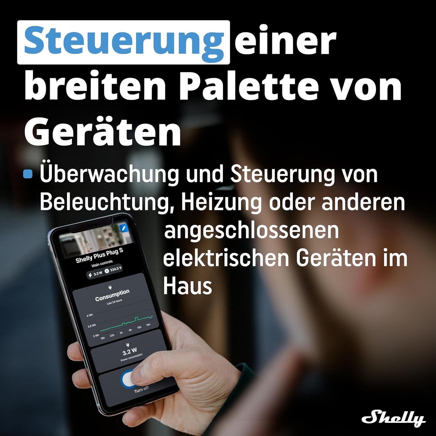 Shelly Plus Plug S Schwarz - Wlan -Grenerter Steckdose MIT Strommessung - 2500 W, 16a | iOS Android App Fernsteuerung | Google Home und Alexa Zubehör | Sprachsteuerung & Timer – Bild 4