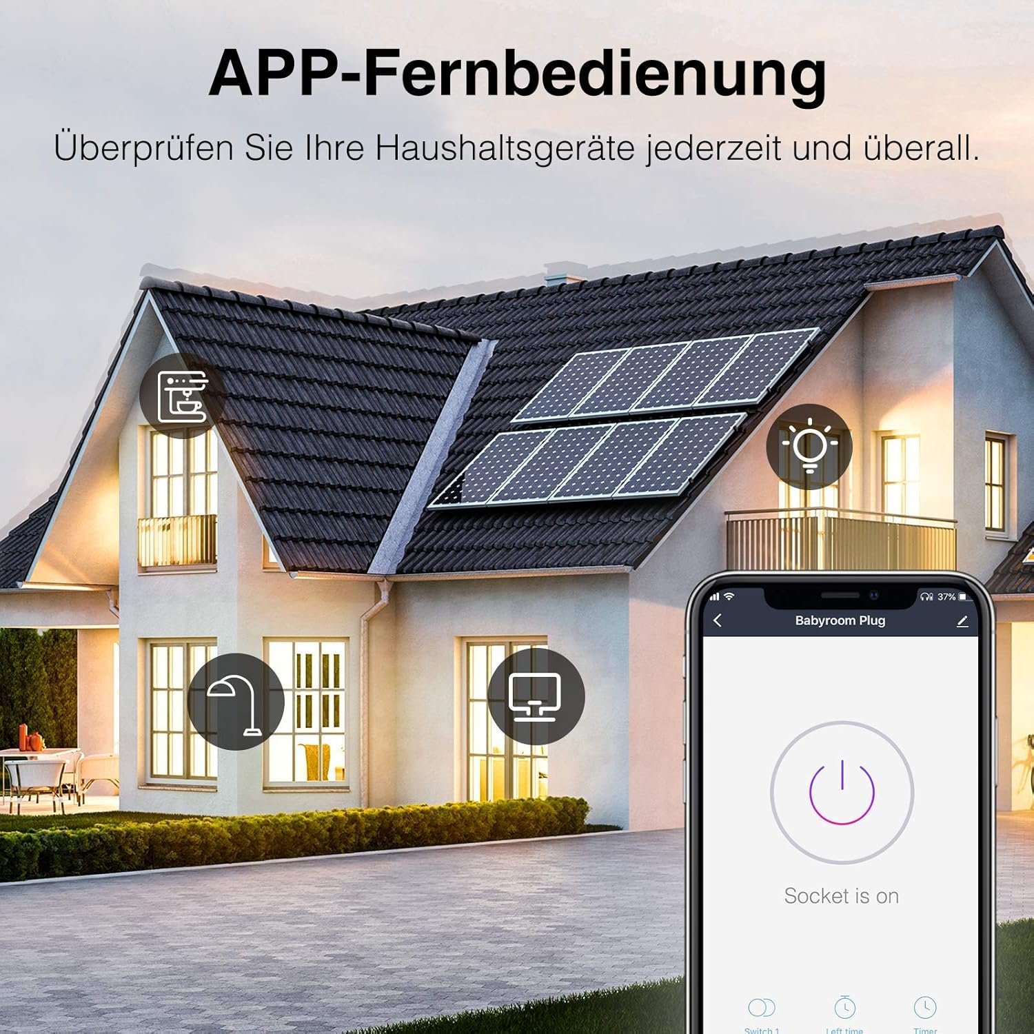 Ghome Smart Wlan Steckdose, Kleinste Wifi Steckdose 4er Pack, Stromverbrauch Messen, App Fernbedienung, FunktionTer MIT Alexa, Google Home, Sprachsteuerung, Zeitplan, Tüv-Zertifizert, 10a, Nur 2,4ghz Wifi – Bild 4