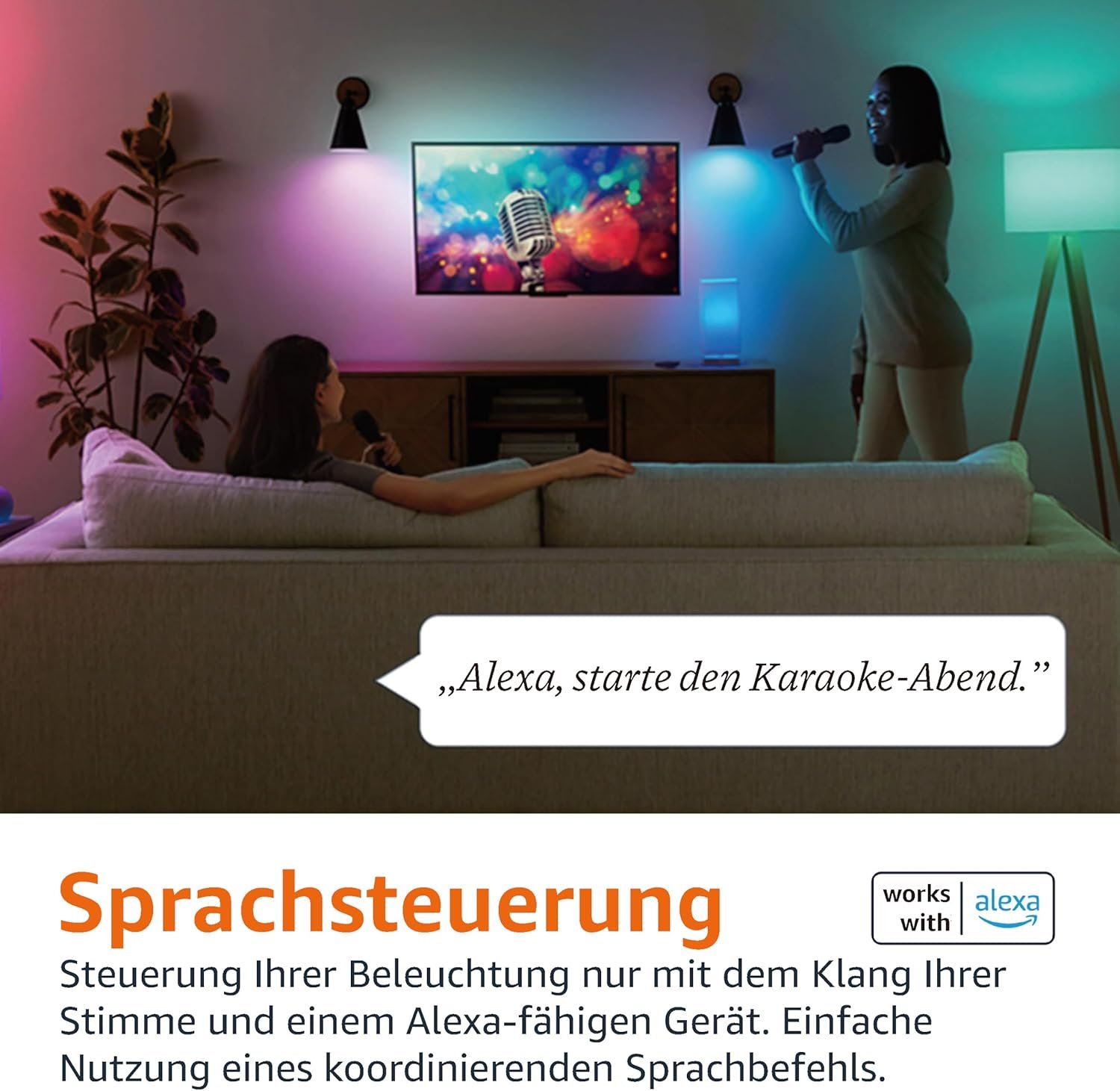Amazon Basics Smarte A60 LED-Glühbirne, Farbenwechselnd, E27, 2,4 GHz Wlan, 8 W (entsspricht 6), Funktionert Nur MIT Alexa, 1 Stückk – Bild 3