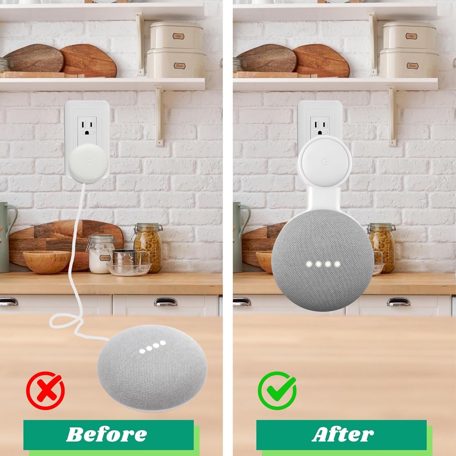 Sintron steckdosen-wandhalterung für Google Nest Mini & Google Home Mini, Ein-Schnell-Parlendes Zubehör Mit Kabelmanagement für Google Smart Lautsprecher 1. Gen. & 2. Gen. Keine Unordentlich Kabel GEruben – Bild 5