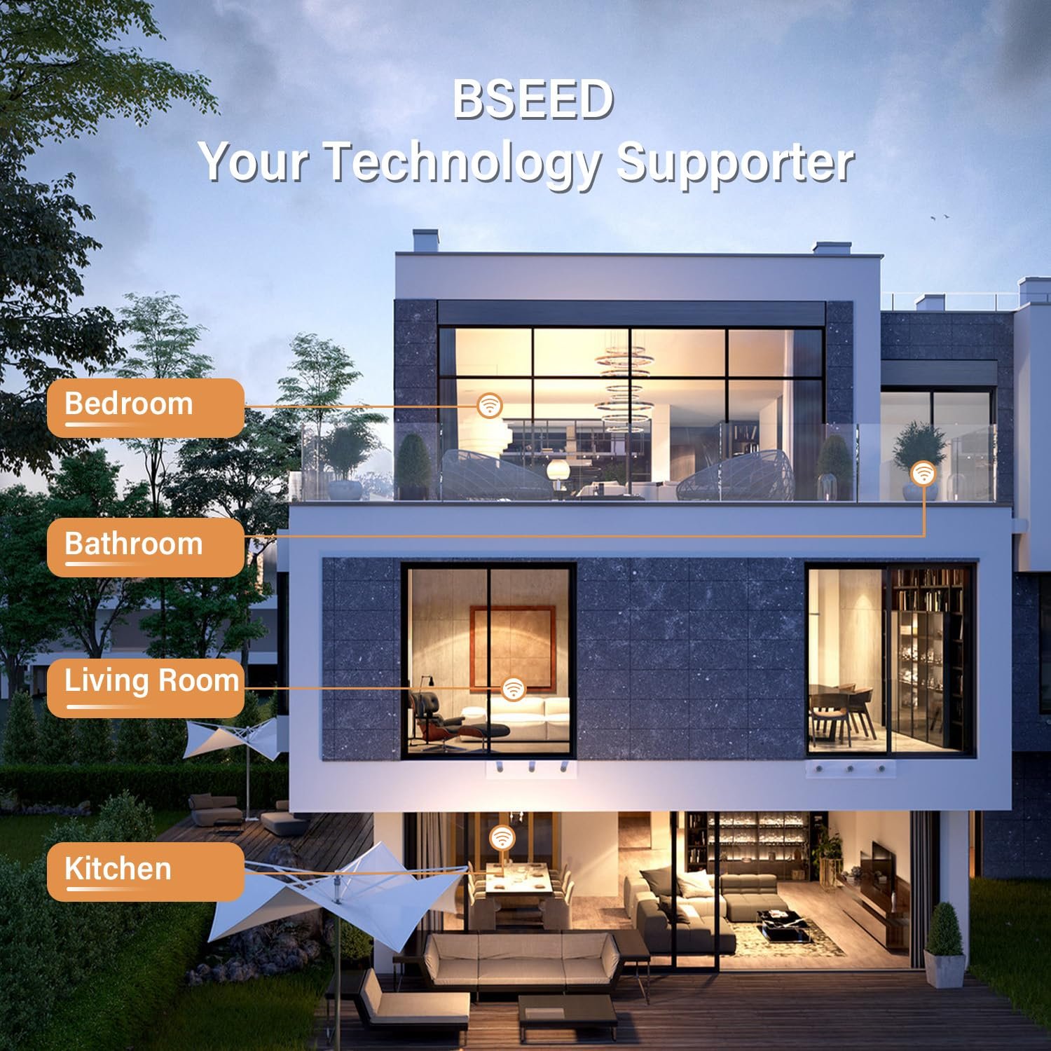 BSEED 2,4G Single Live Wifi-BerÜhrungssensorschalter (Kein Neutralleiter Erforderlich) Smart Life/Tuya/Google Alexa-kompatible Wandleuchtenschalter für Glasscheiben 1 Fach 1 Wag Schwarz – Bild 6