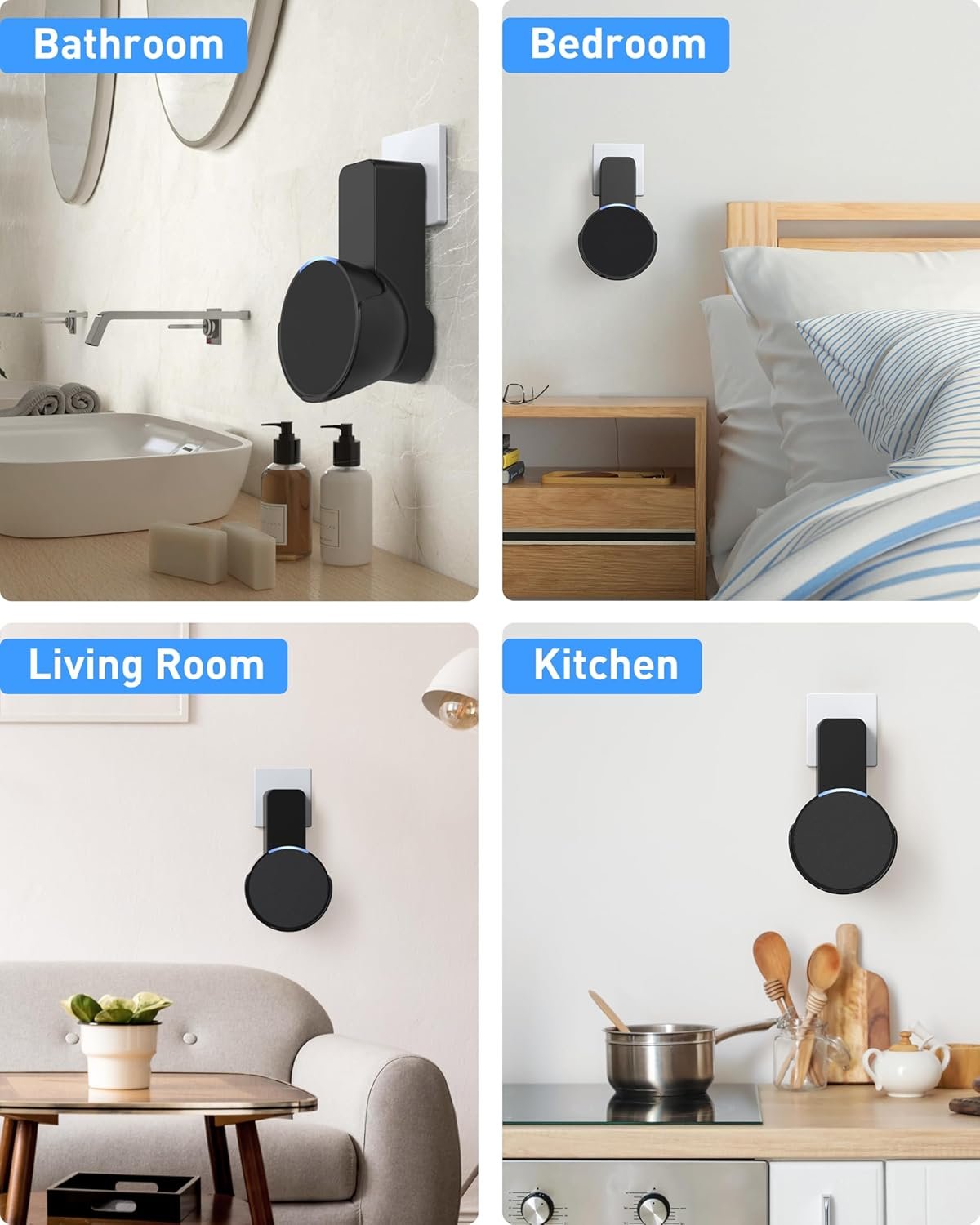 Maxonar Wandhalterung, Schnabsparende Halterung, Integrierer Kabelmanagement Wandhalterung, Kein Bohren Erforderlich, Kompatibel MIT Echo Pop und Google Nest -Lautsprecher, Schwarz – Bild 7