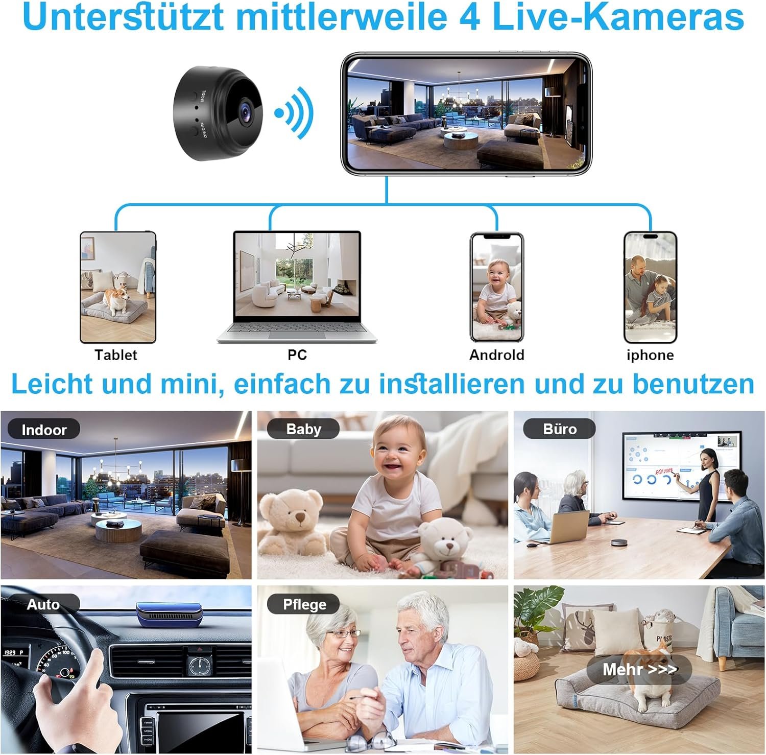 Mini Kamera 1080p Full Hd wlan mini überwachungskamera Live übertragung Handy App für Kamera überwachung ingen mit Akku Kleine Wifi Sicherhsitkamera Kompaukter Mikrokamera Beegungsmelder – Bild 3