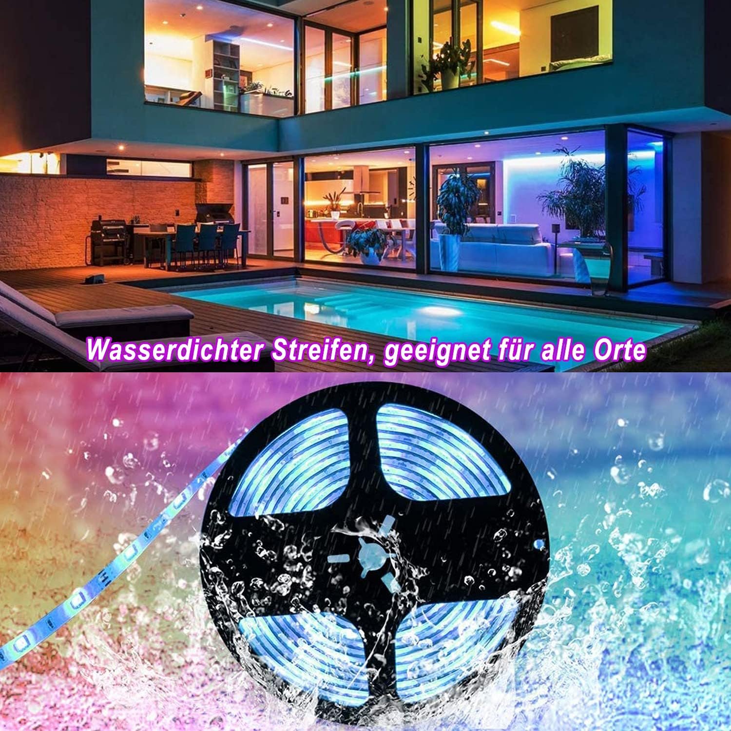 ALED Light Bluetooth LED Streiflen, 5050 5m RGB LED-Streifen Licht Smart-Telefon Kontrollierten RGB Lichtschlärm LED Lichtband 12V für Haus, Garten, Dekoration, Dekoration – Bild 3